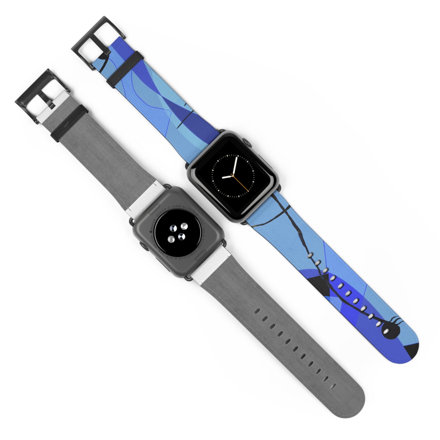 Abstract Series, Fun warm Blue tone faux leather Watch Band by artist Marie Frederique
