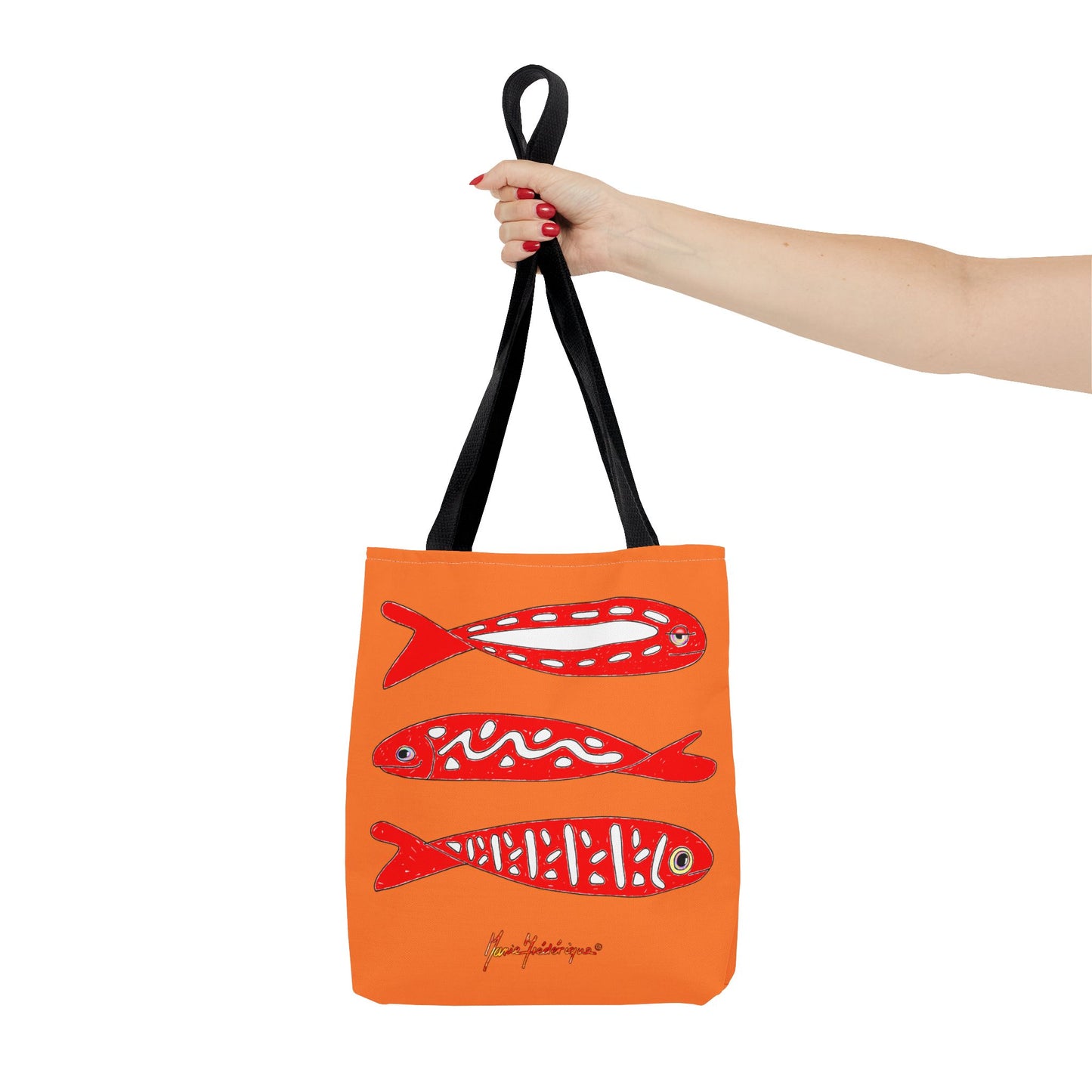 Fish Pattern, colorful Tote Bag by artist Marie Frederique