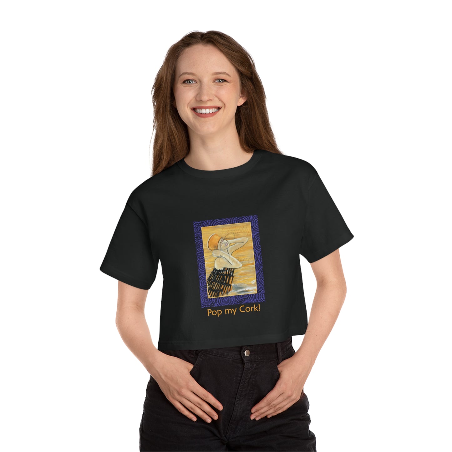 Celebration, Pop my Cork! - Champion Women's Heritage Cropped T-Shirt by artist Marie Frédérique