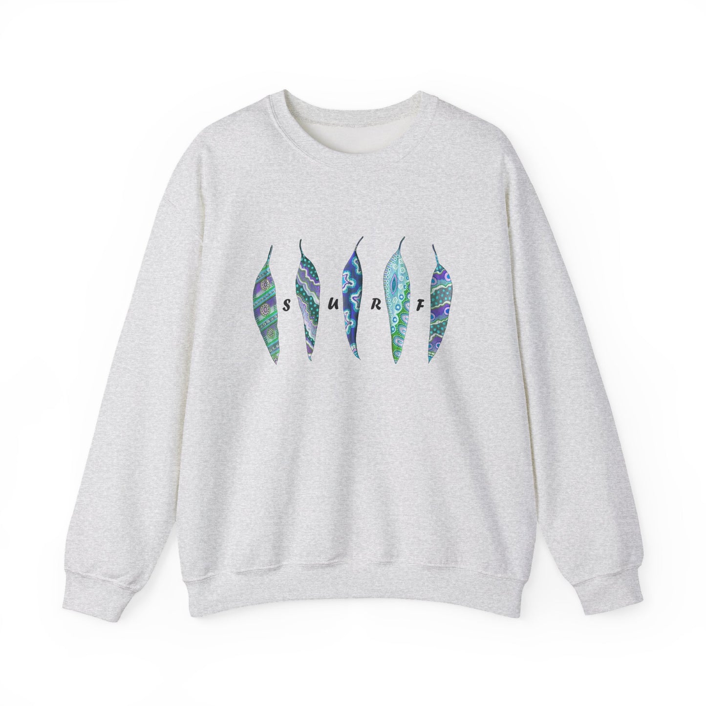 SURF painted leaves - Unisex Heavy Blend™ Crewneck Sweatshirt by artist Marie Frederique