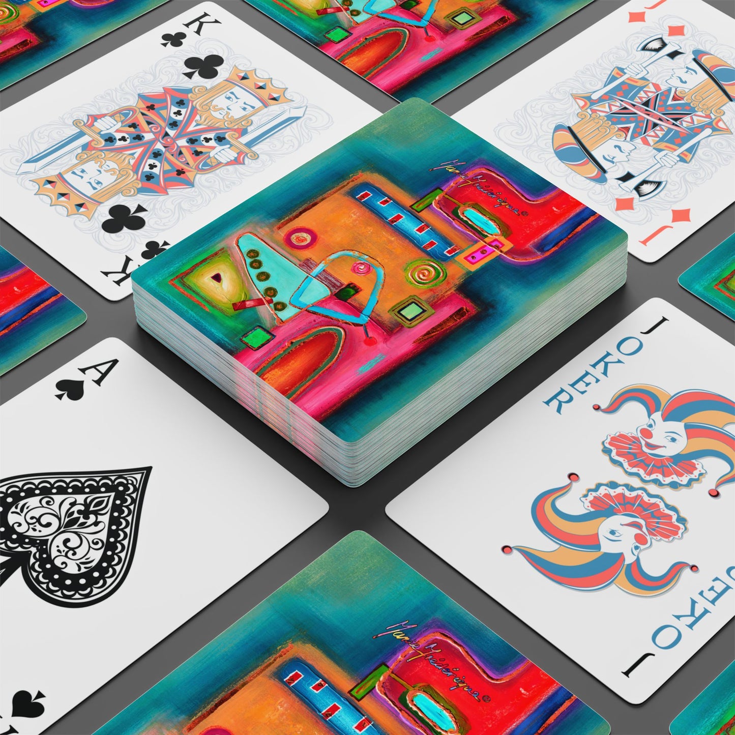 Abstract Train, Bold Artistic Bridge/Poker Playing Cards Set by artist Marie Frederique