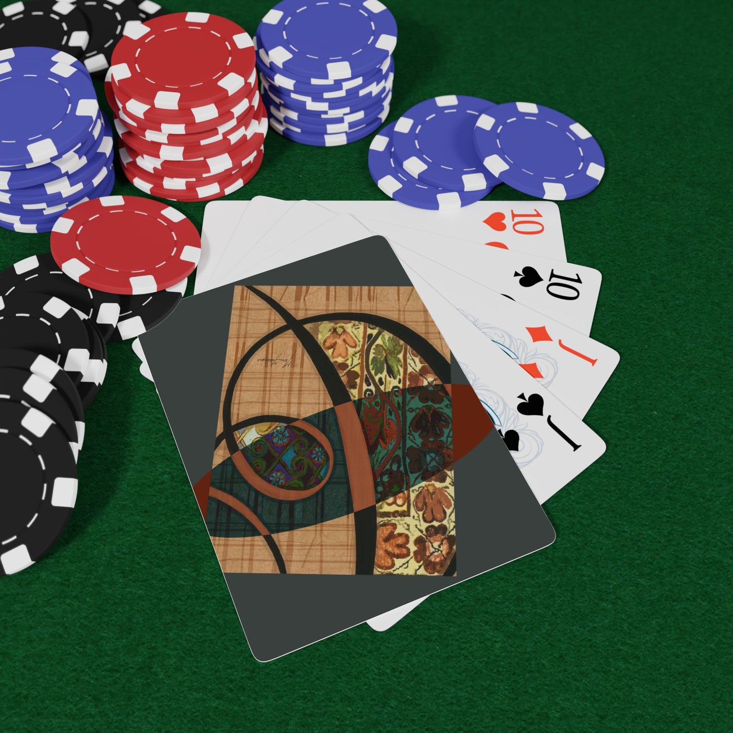 Smokey Spirals, Calligraphic Poker/Bridge Playing Cards Set - Perfect for Game Night & Collectors by artist Marie Frederique