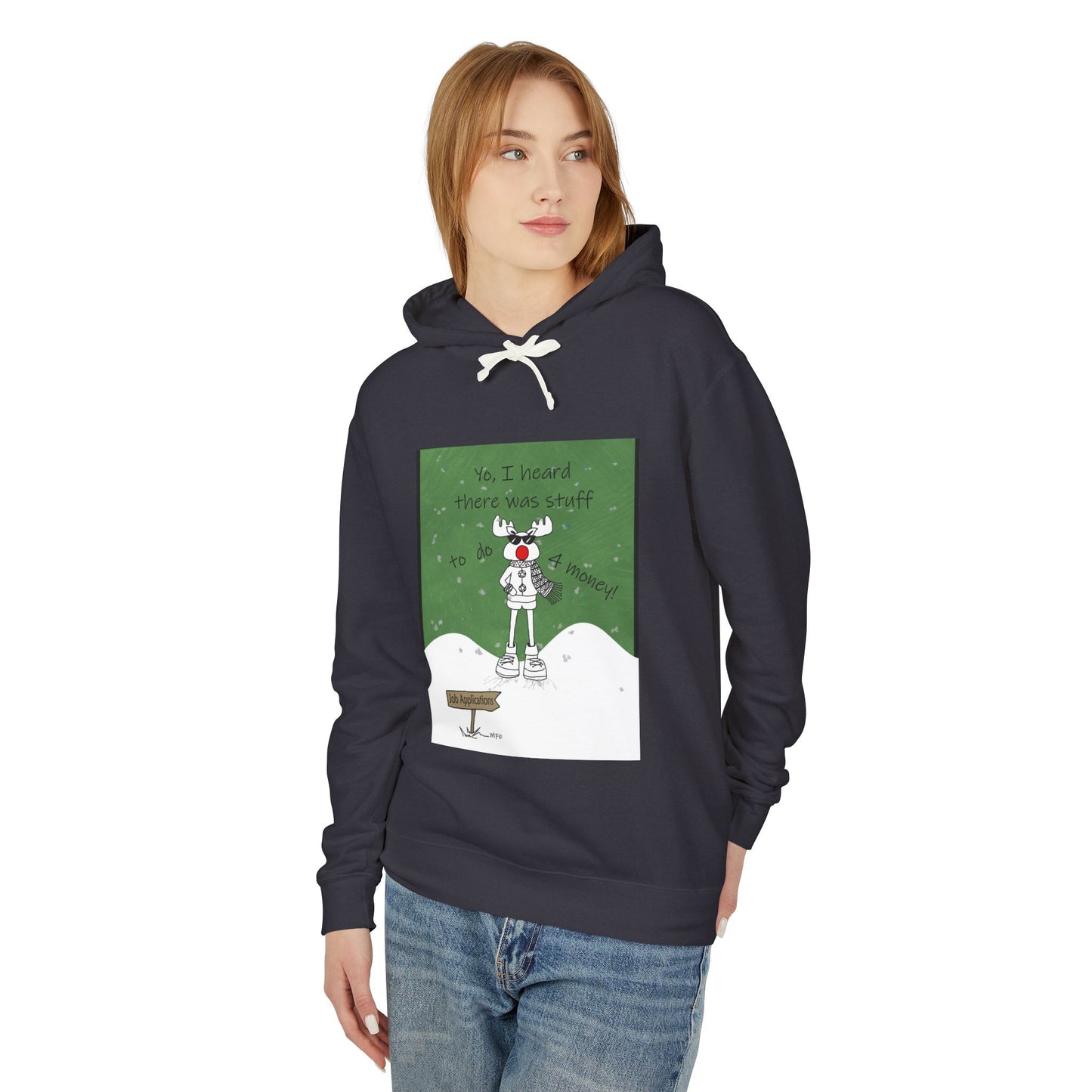 Christmas Hooded Sweatshirt - Reindeer Job Applications - Funny Christmas Design