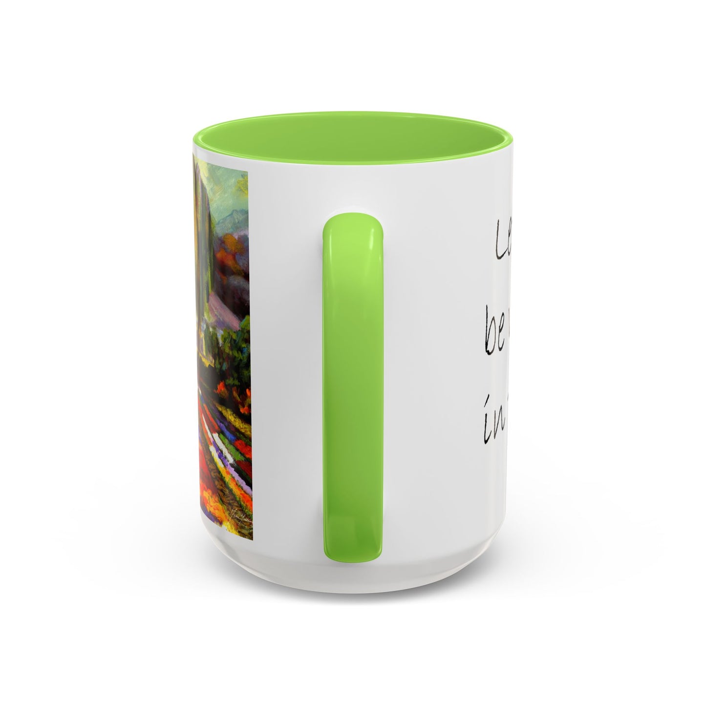 Flower Field "Let me be weird in peace" quote - Colorful Mug by Artist Marie Frederique