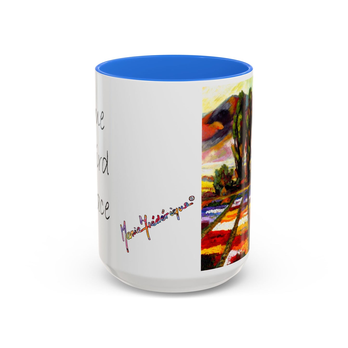 Flower Field "Let me be weird in peace" quote - Colorful Mug by Artist Marie Frederique