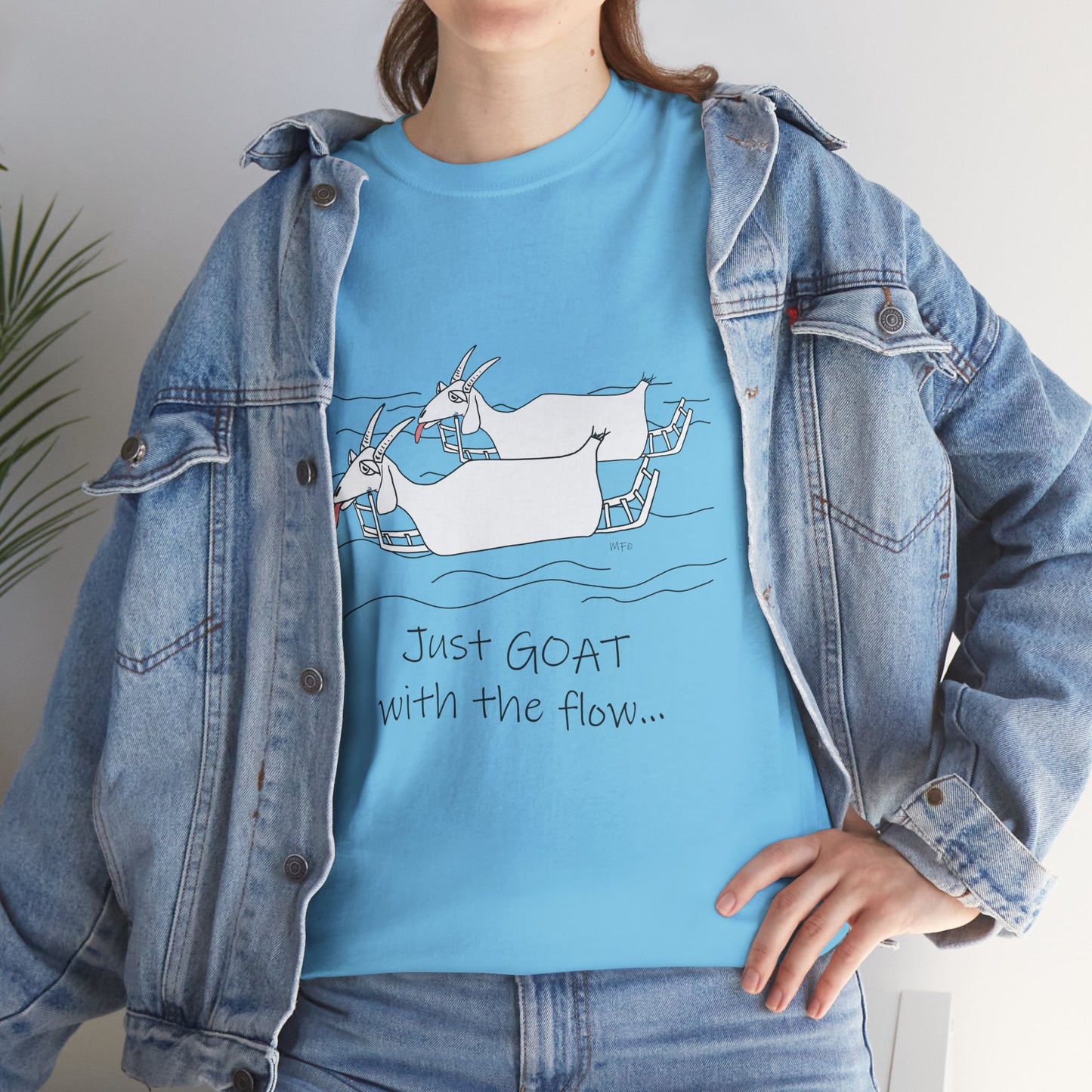 Just GOAT with the Flow - Unisex Heavy Cotton Tee by artist Marie Frederique