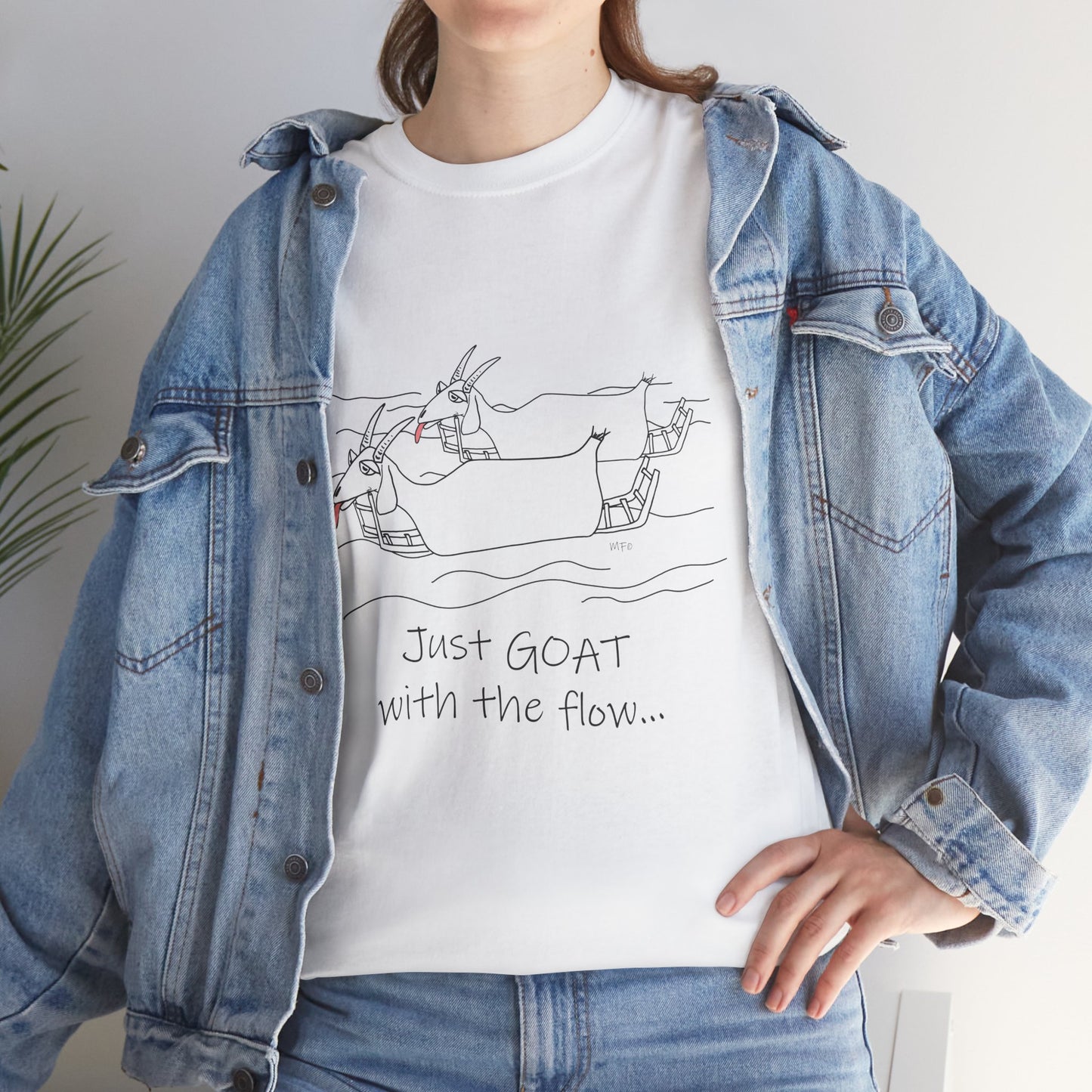 Just GOAT with the Flow - Unisex Heavy Cotton Tee by artist Marie Frederique