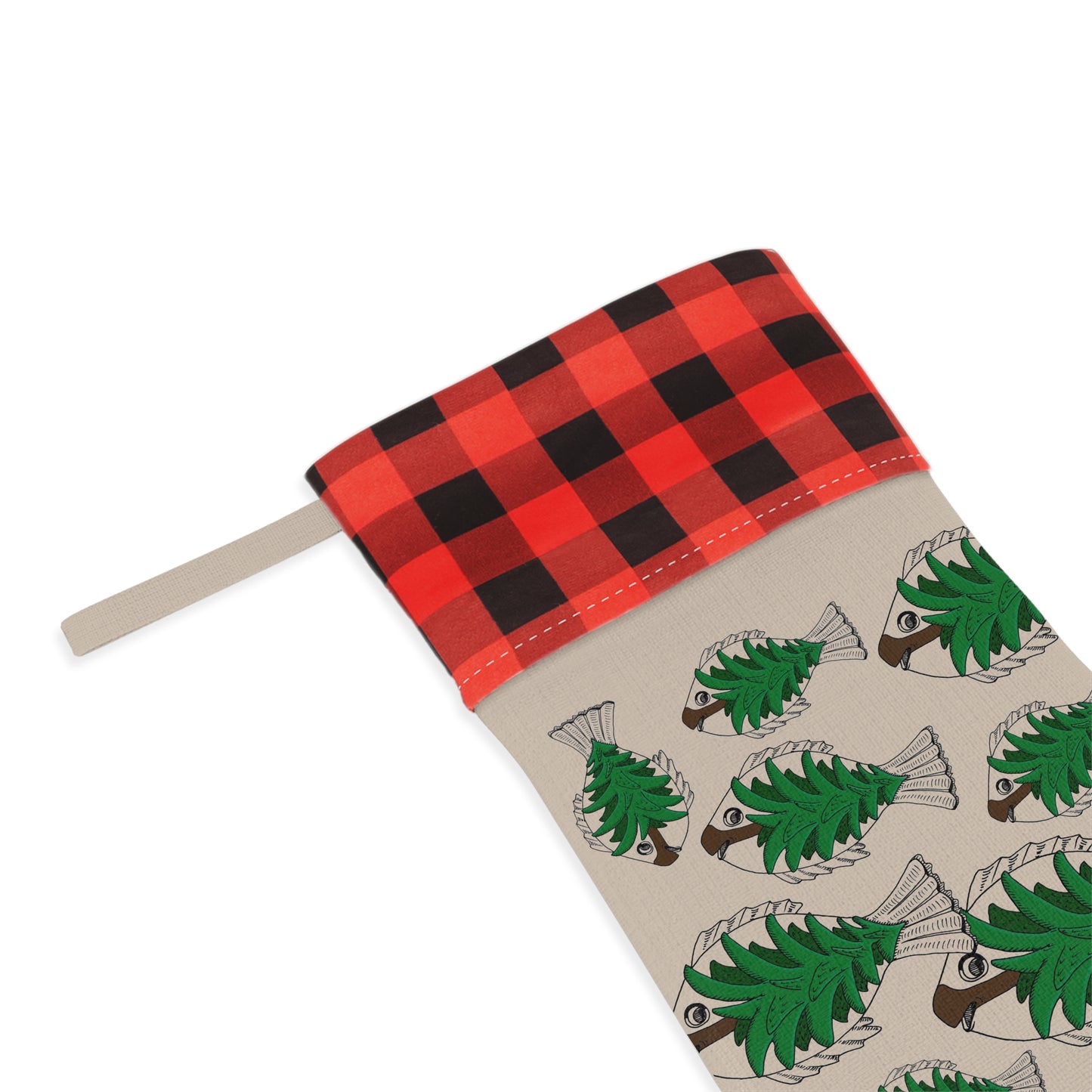 Christmas Stocking, Santa in a Forest for Fishing Enthusiasts