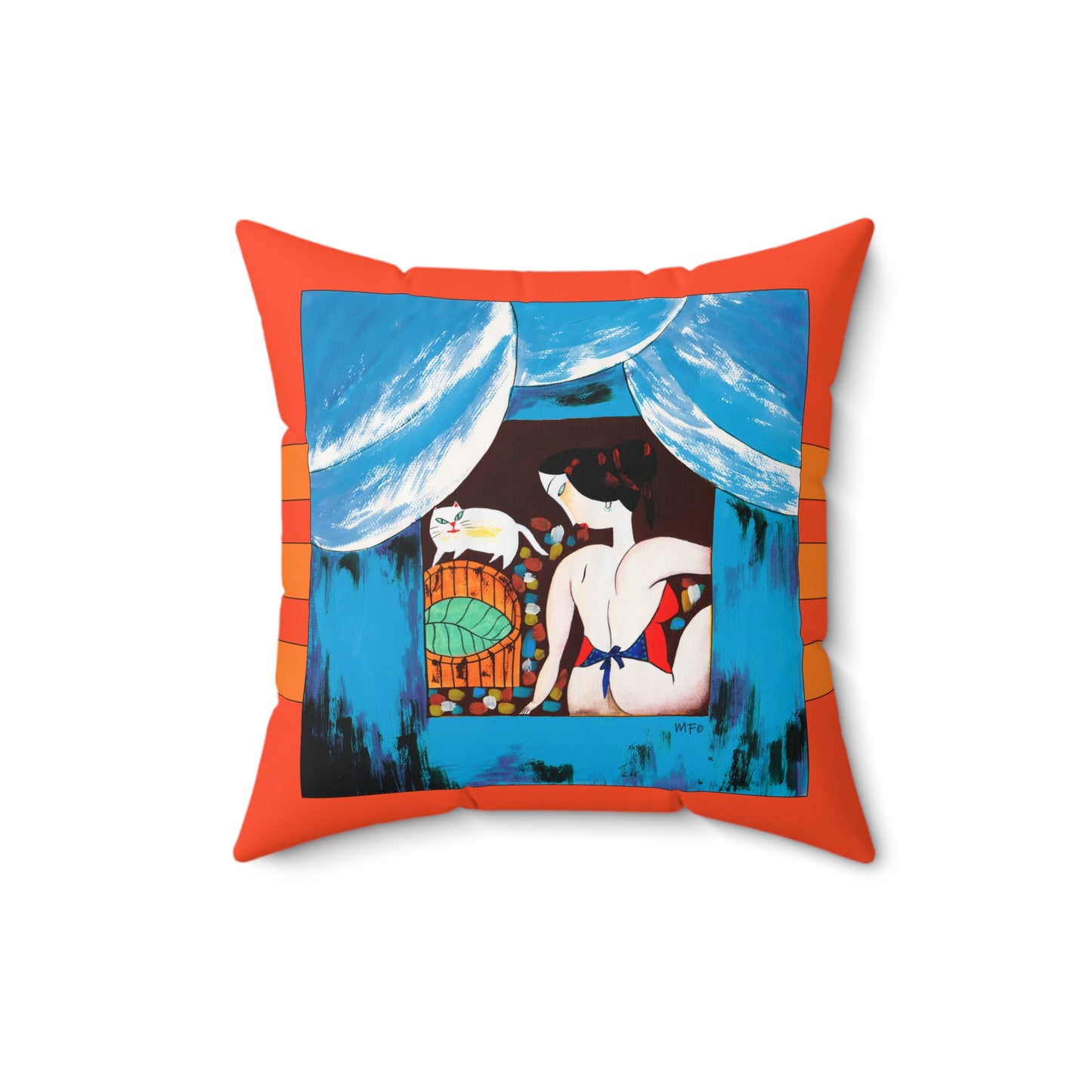 Exotic Sassy Cat Lady - Modern Naive Art Decor by artist Marie Frederique