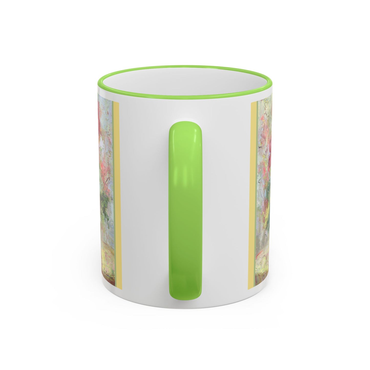 Floral Bouquet Rose Accent Rim Mug – Vintage Yellow Rose Art (11oz & 15oz) by artist Marie Frederique