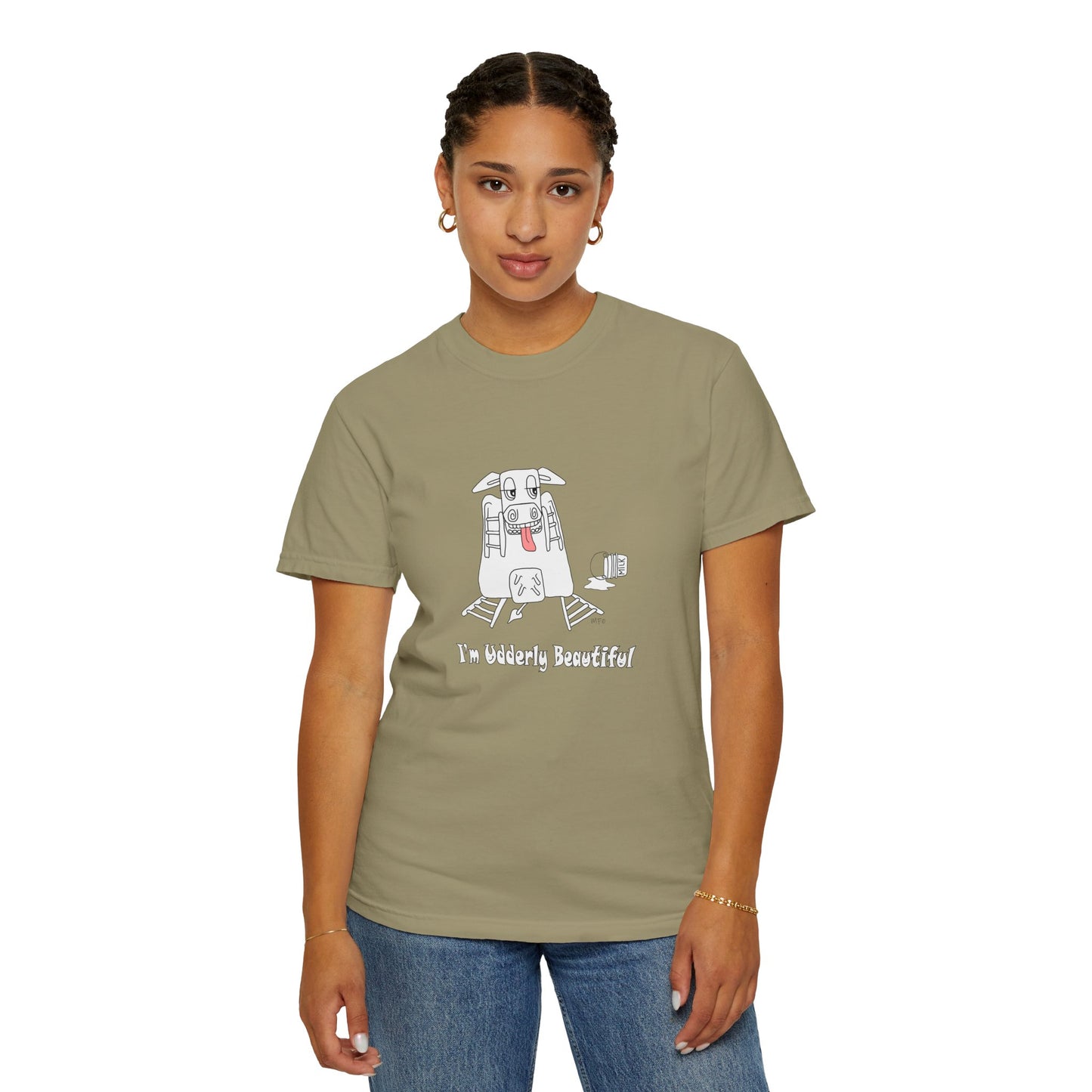 Cow Print T-Shirt - Big Girls Funny Tee by artist Marie Frederique