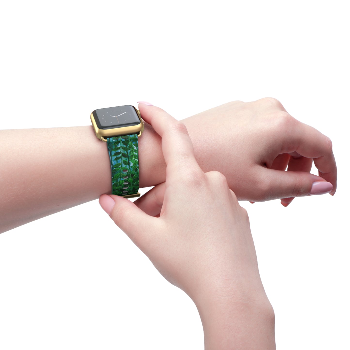Blue Planet Series, Jungle leaves faux leather Watch Band by artist Marie Frederique