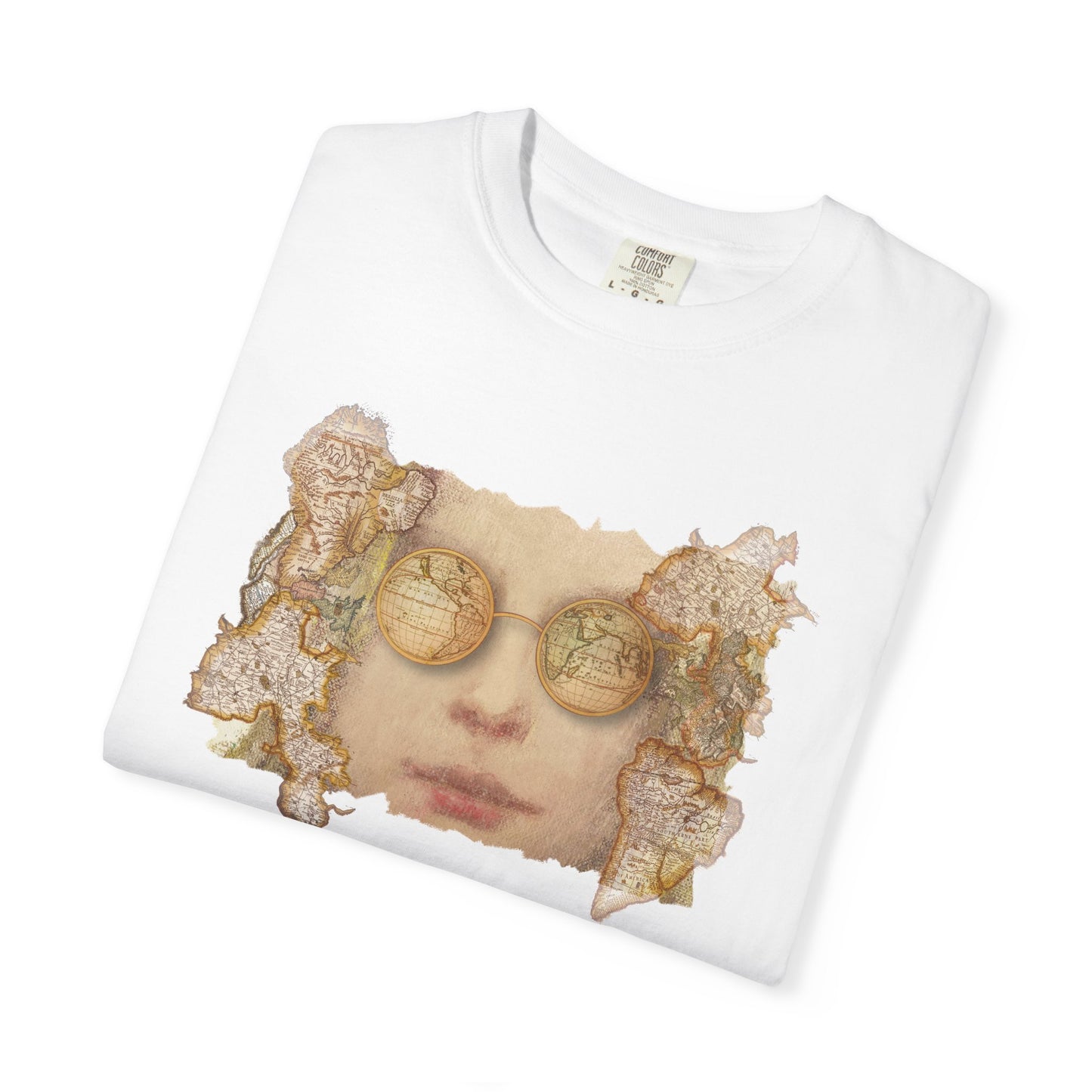Reflective World Map Glasses Unisex T-shirt by artist Marie Frederique