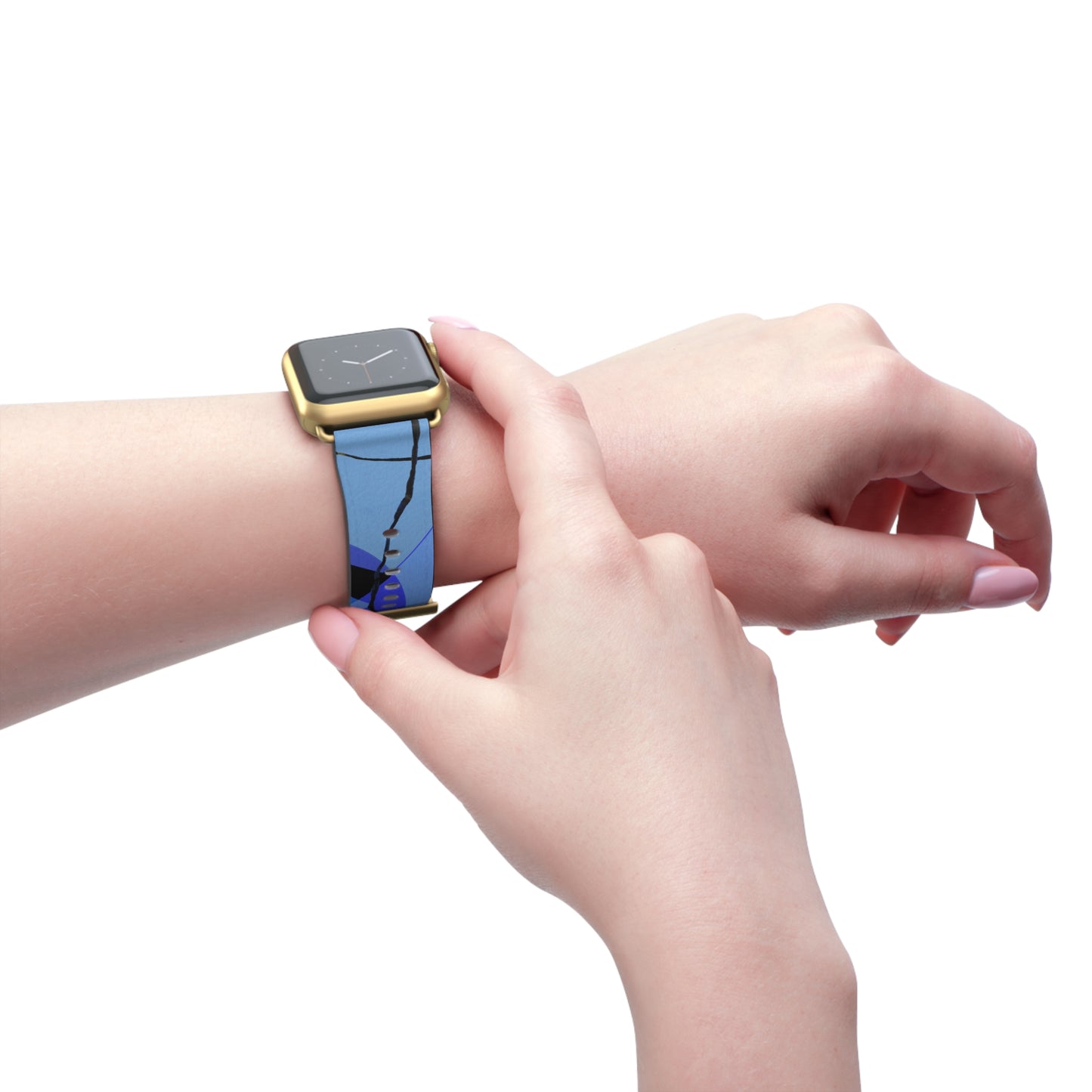 Abstract Series, Fun warm Blue tone faux leather Watch Band by artist Marie Frederique