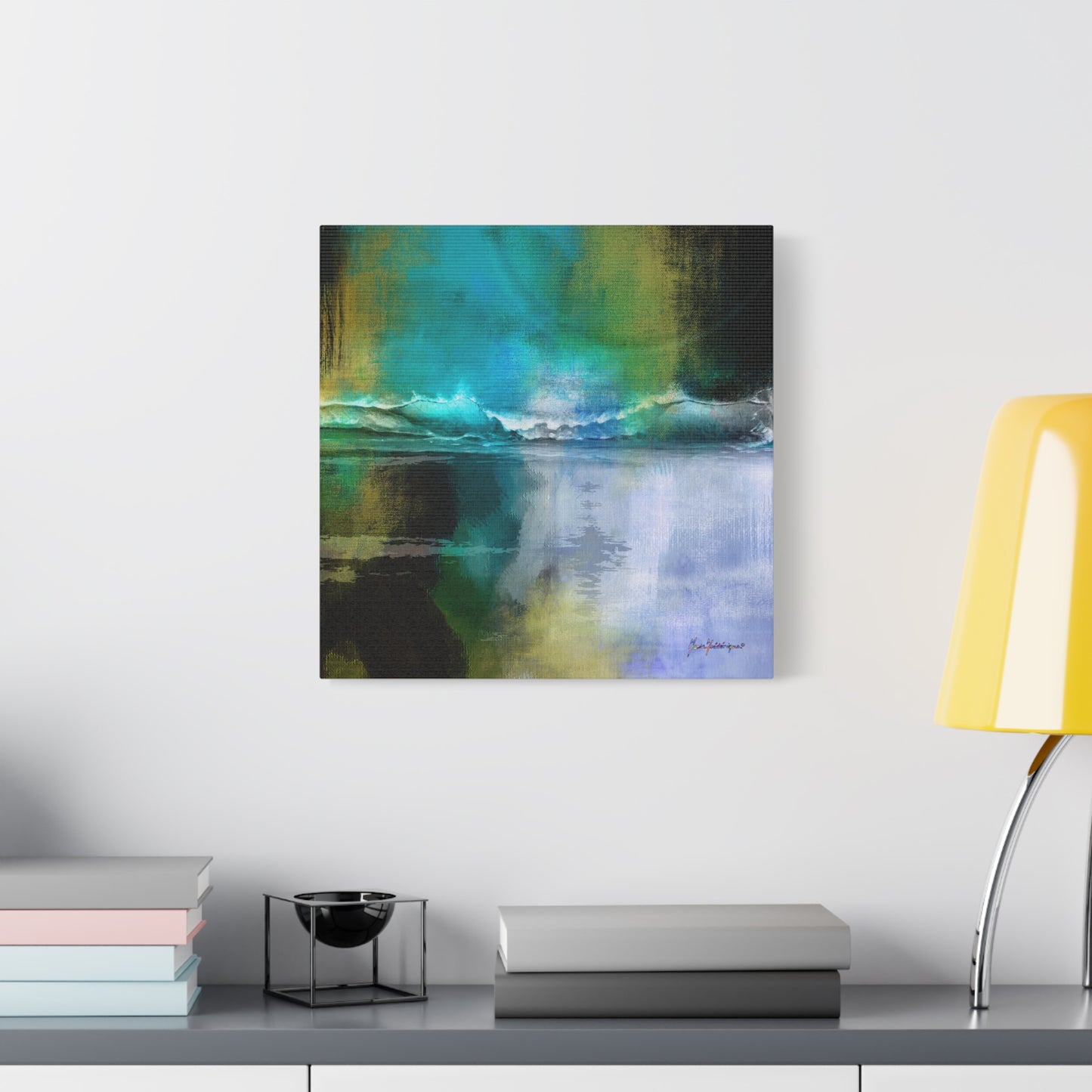 Full Moon Beach, Stretched Canvas Print by artist Marie Frederique