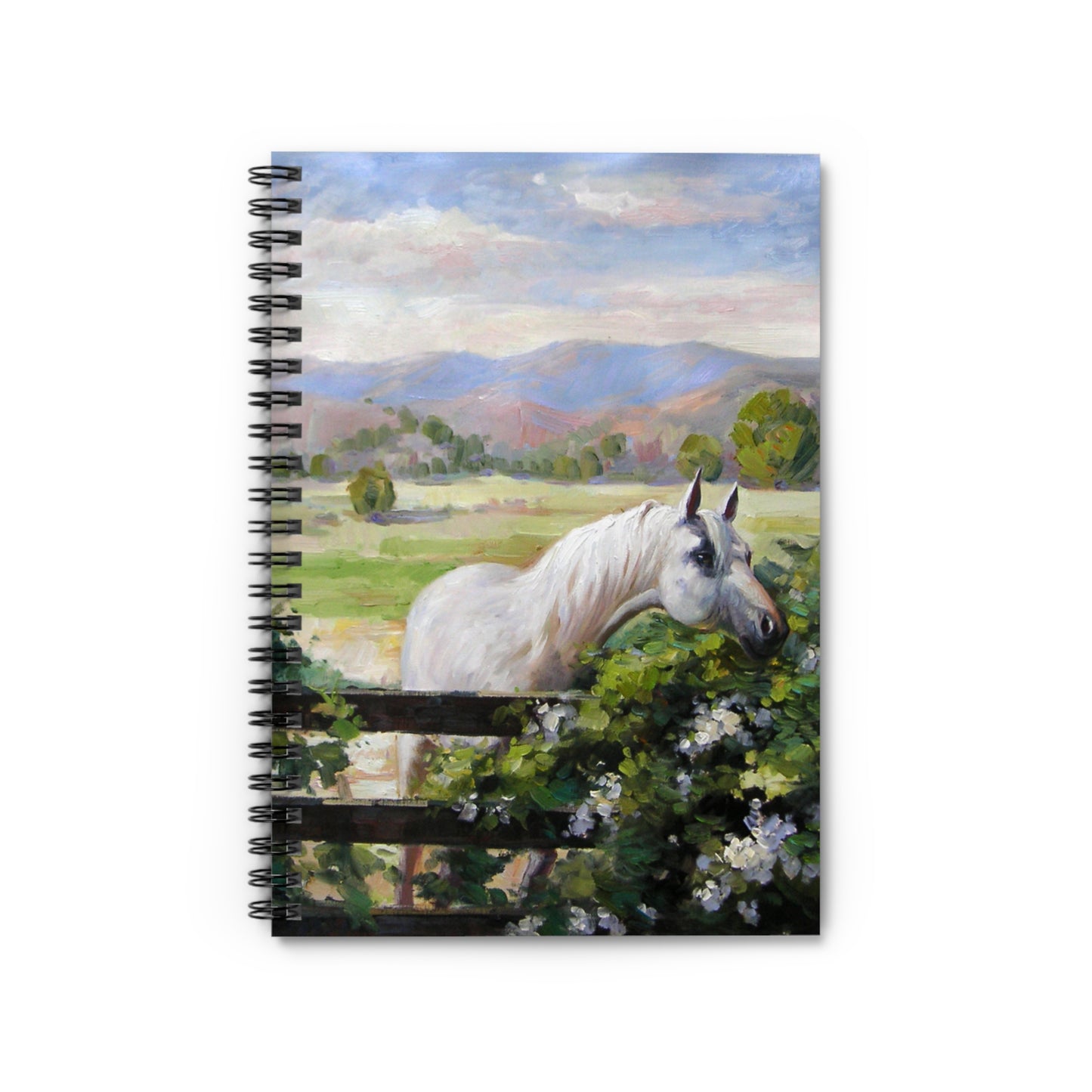 CTS White horse in a field - Spiral Notebook - Ruled Line by Artist Marie Frederique
