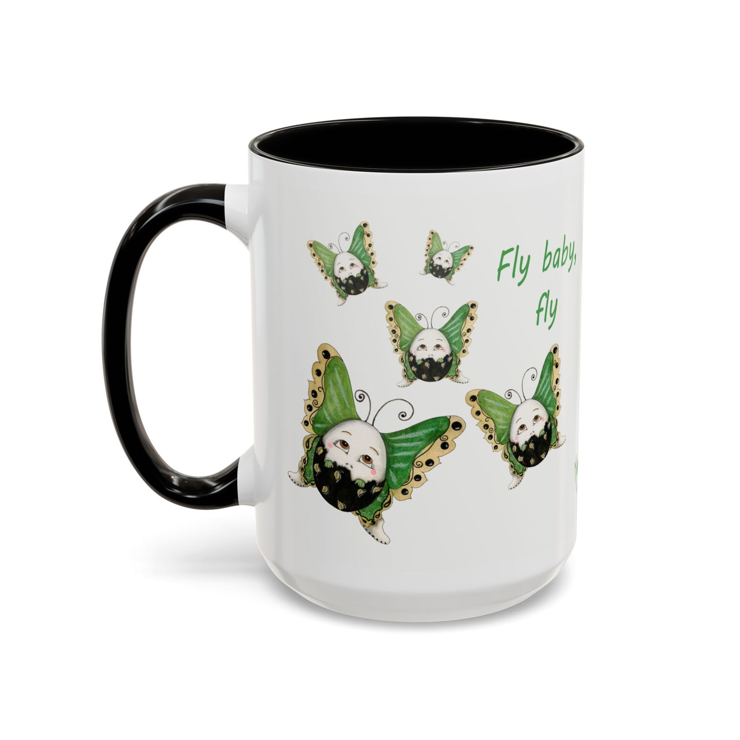Whimsical Egg Butterfly 2 "Fly, baby fly", Colorful Mug by Artist Marie Frederique