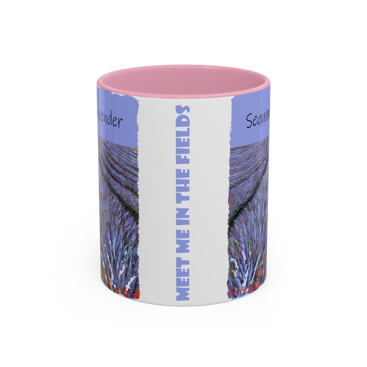 Lavender field Mug, Meet Me in the Fields Coffee Cup, by artist Marie Frederique