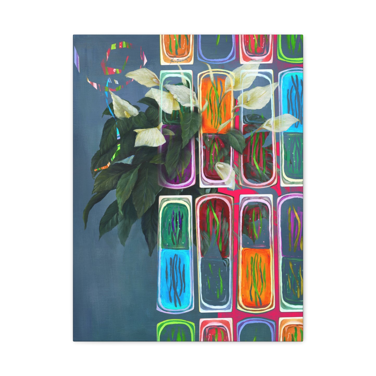 Abstract Lilies, Floral Canvas by artist Marie Frederique