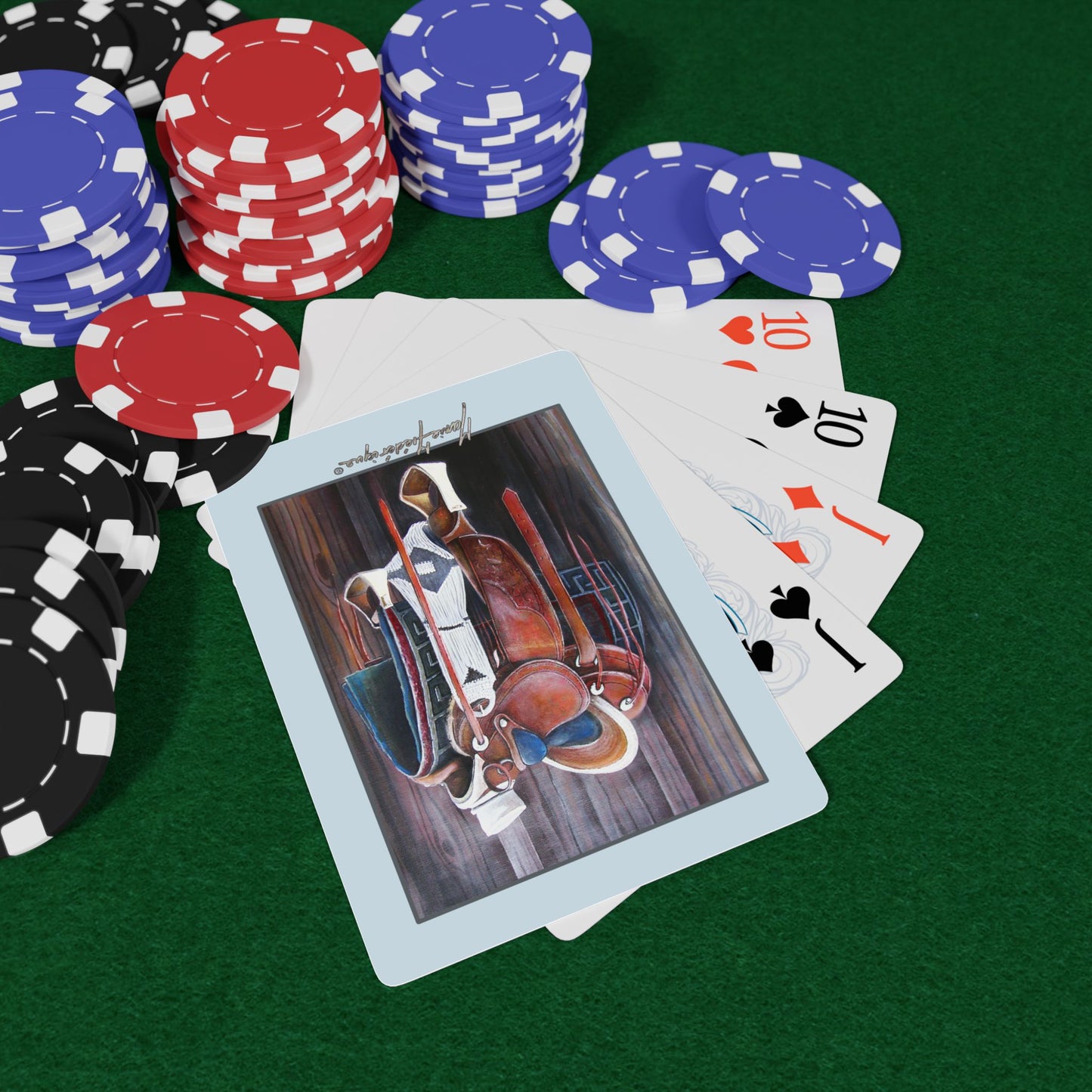 Western saddle playing card deck Elegant Ace of Spades Design by artist Marie Frederique