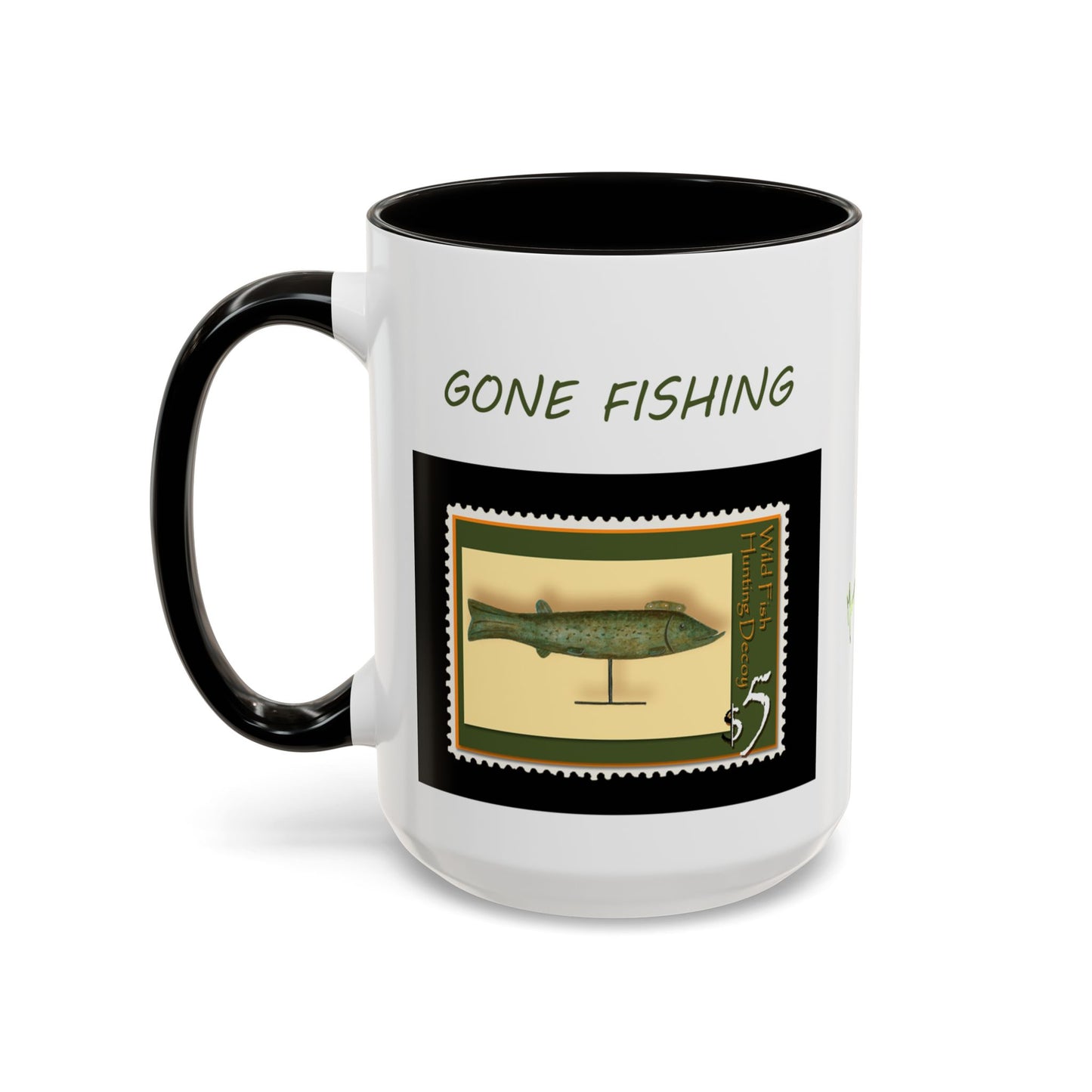 Decoy Fish Mug Art Print Stamp - Hunting Lodge Decor by artist Marie Frederique