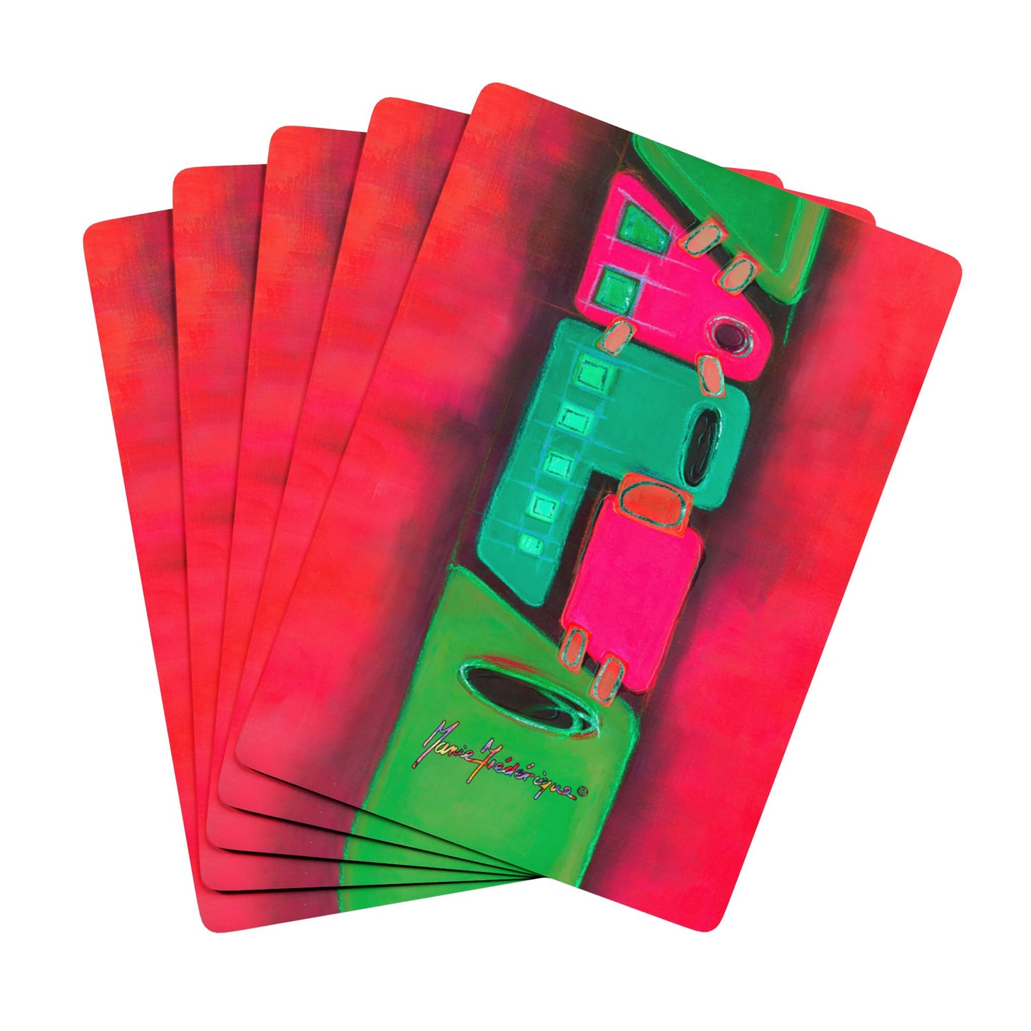 Abstract Train 4 Poker/Bridge Playing Cards Set - Unique Designs for Game Night by artist Marie Frederique