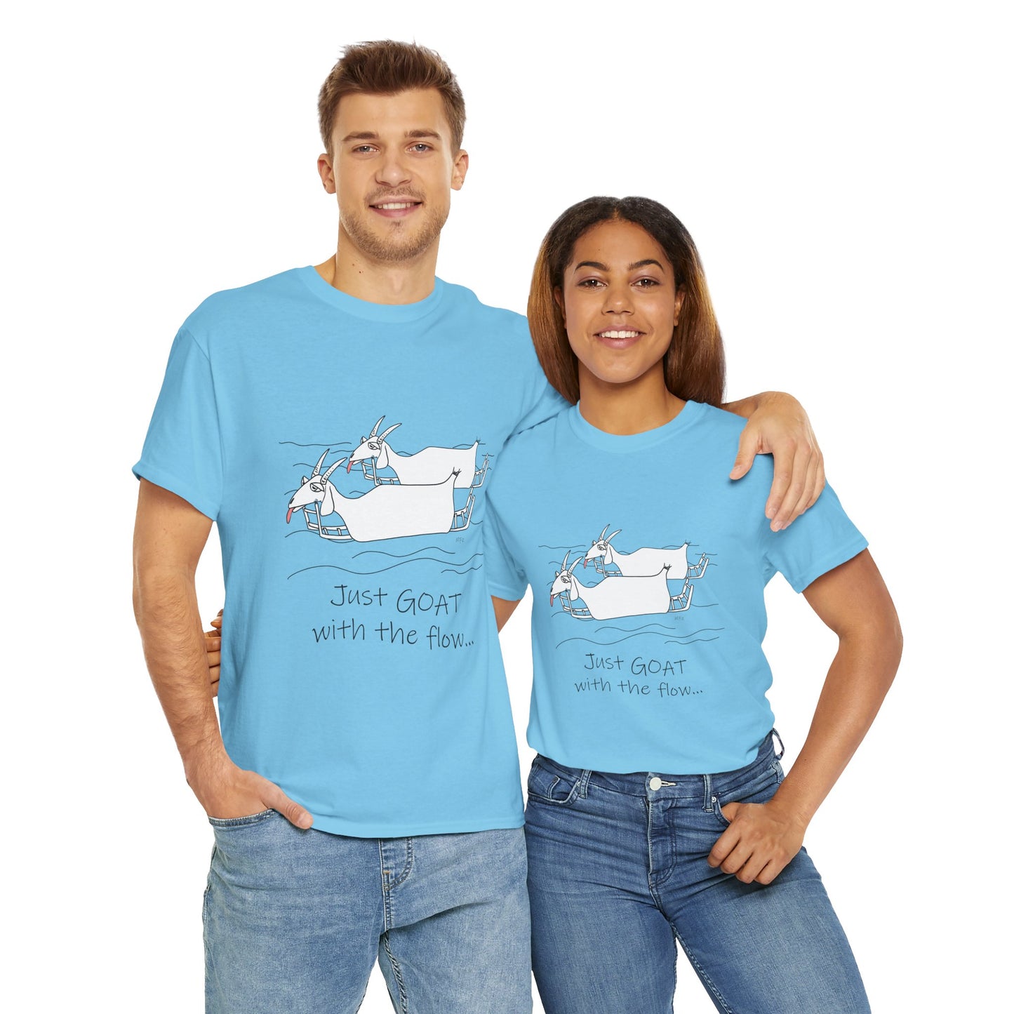 Just GOAT with the Flow - Unisex Heavy Cotton Tee by artist Marie Frederique