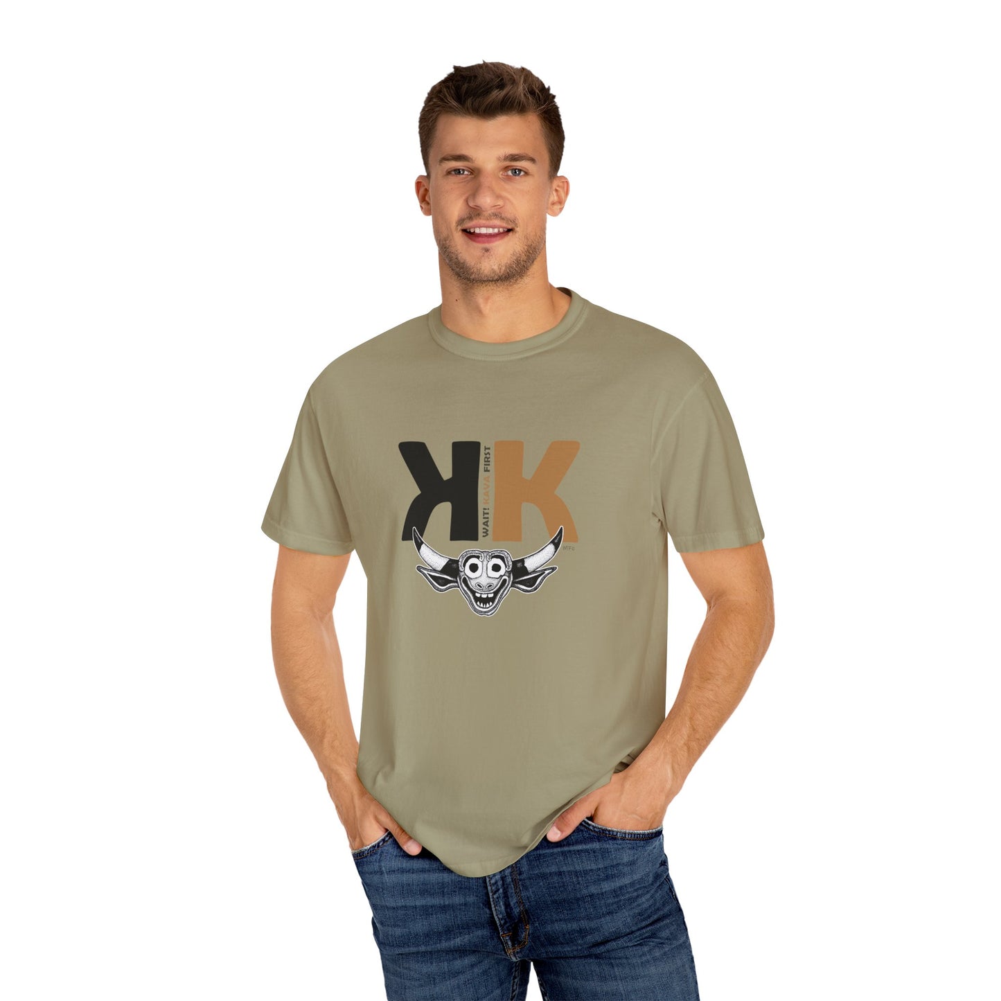 Kava Graphic Unisex T-Shirt with Skull Design by artist Marie Frederique