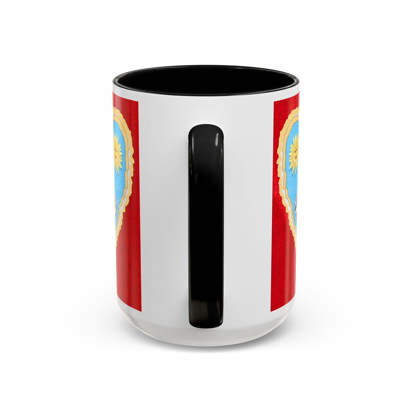 Valentine Sheep, Love is in the air with flying pig - Accent Coffee Mug by artist Marie Frederique