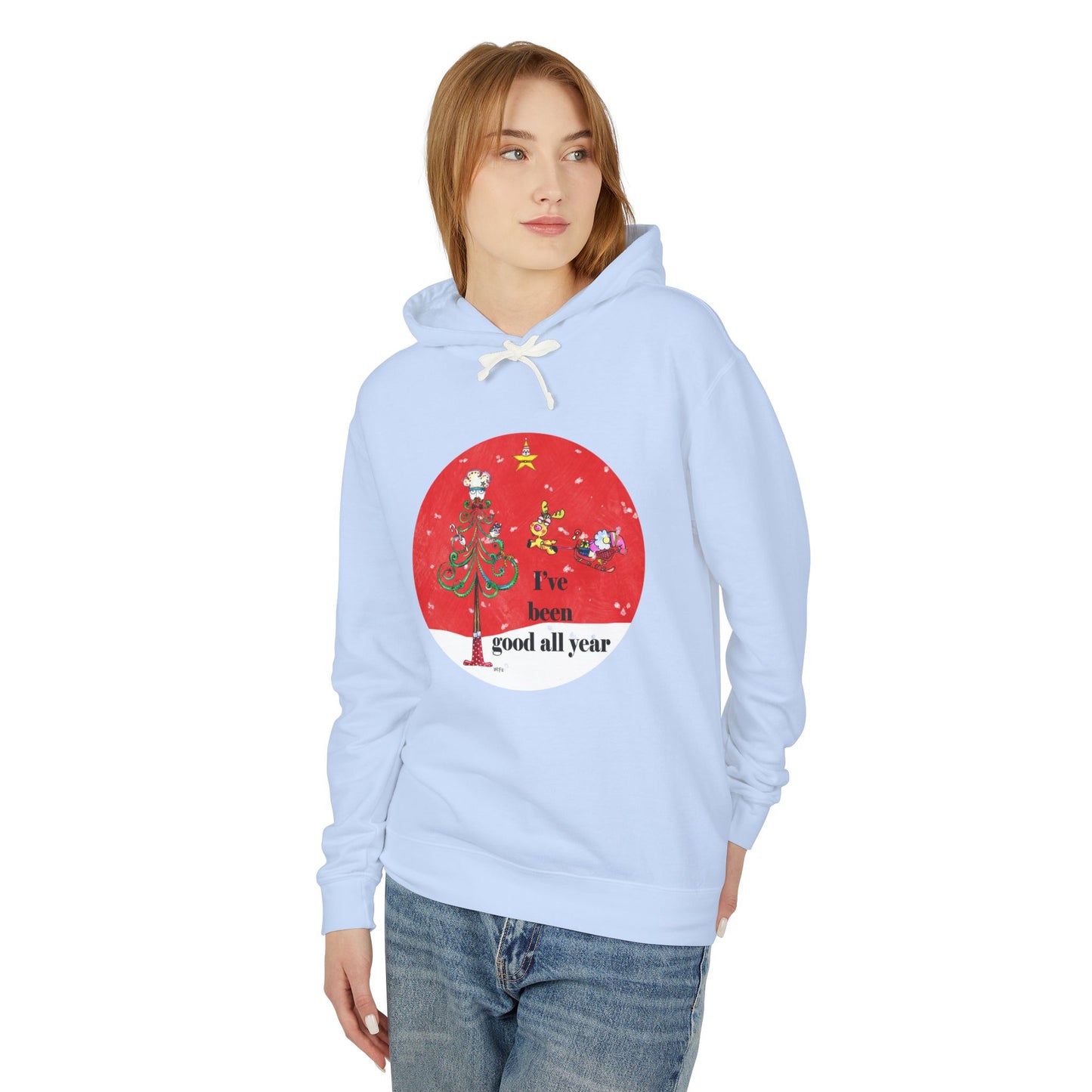 Christmas Tree Santa - Whimsical Hoodie by artist Marie Frederique