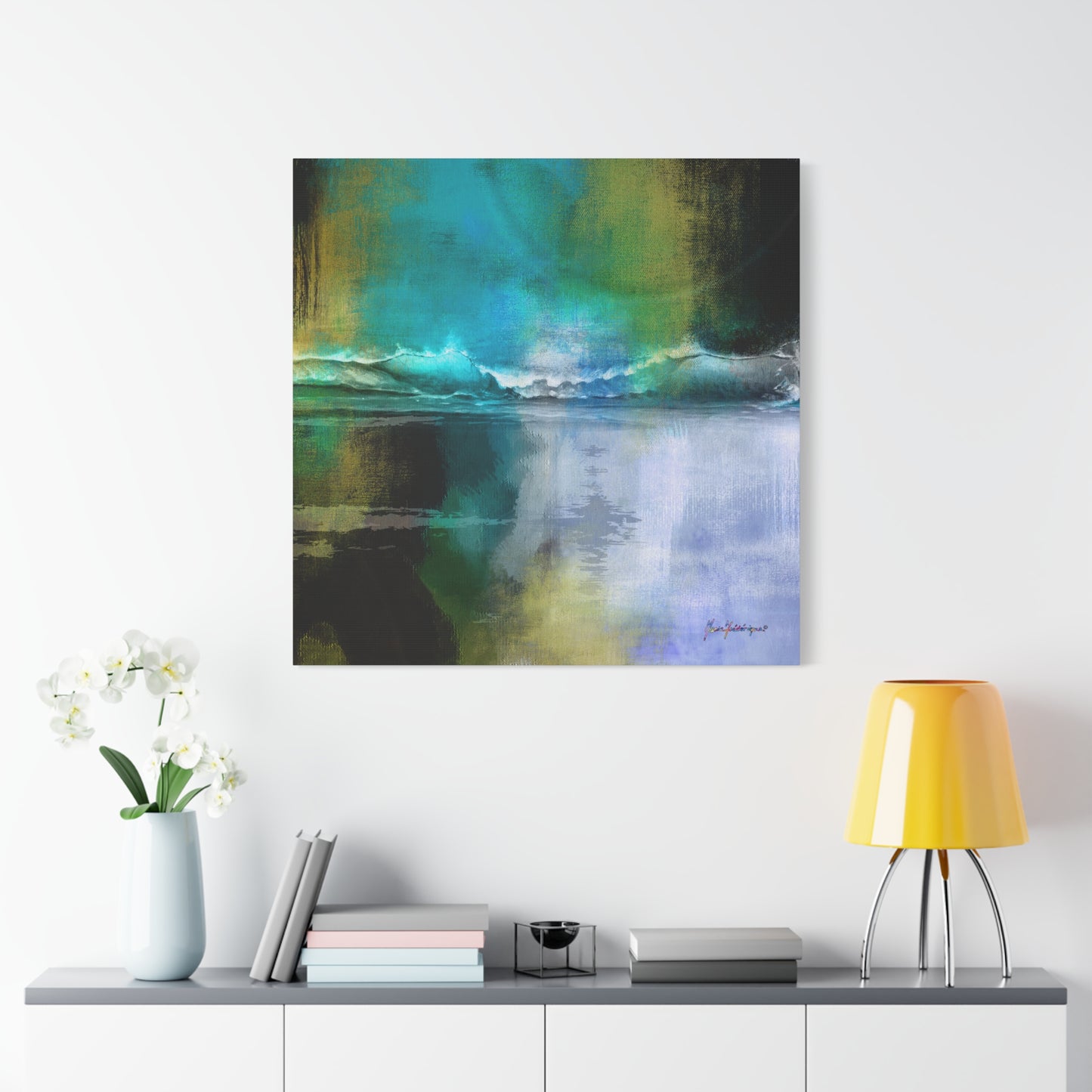 Full Moon Beach, Stretched Canvas Print by artist Marie Frederique