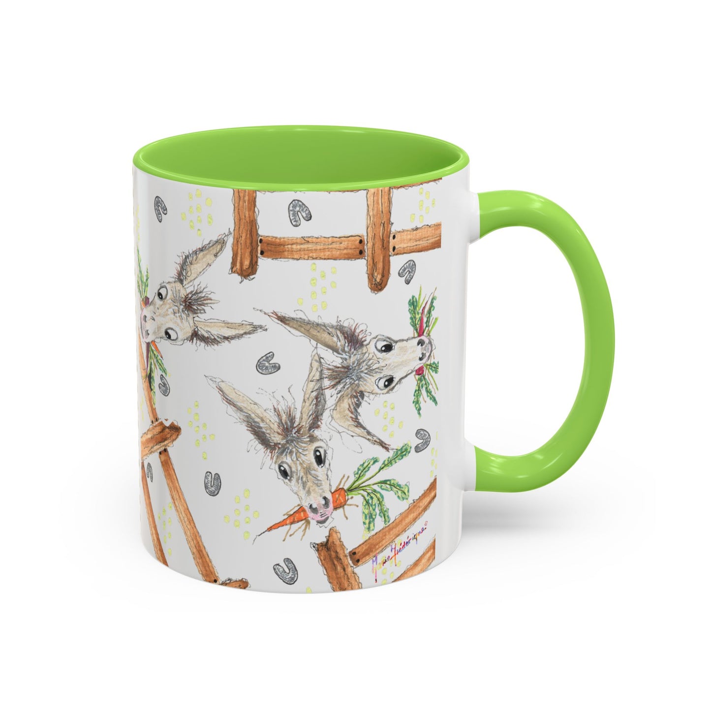 Rainbow Carrots and Donkeys - Colorful Mug by Artist Marie Frederique