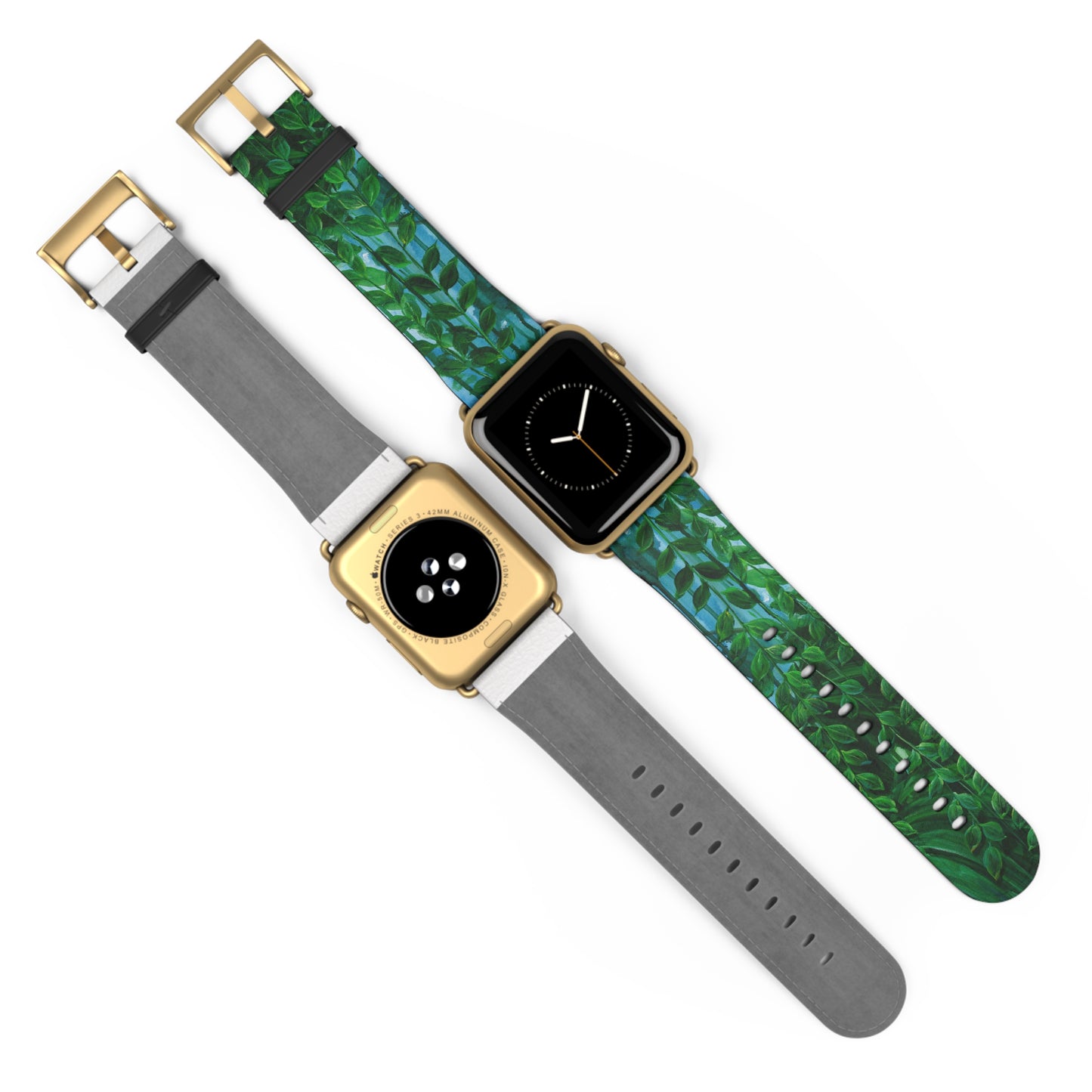 Blue Planet Series, Jungle leaves faux leather Watch Band by artist Marie Frederique