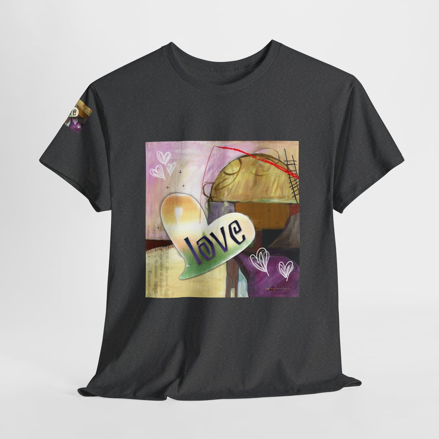 Valentine Love Heart Abstract, Unisex Heavy Cotton Tee by artist Marie Frederique