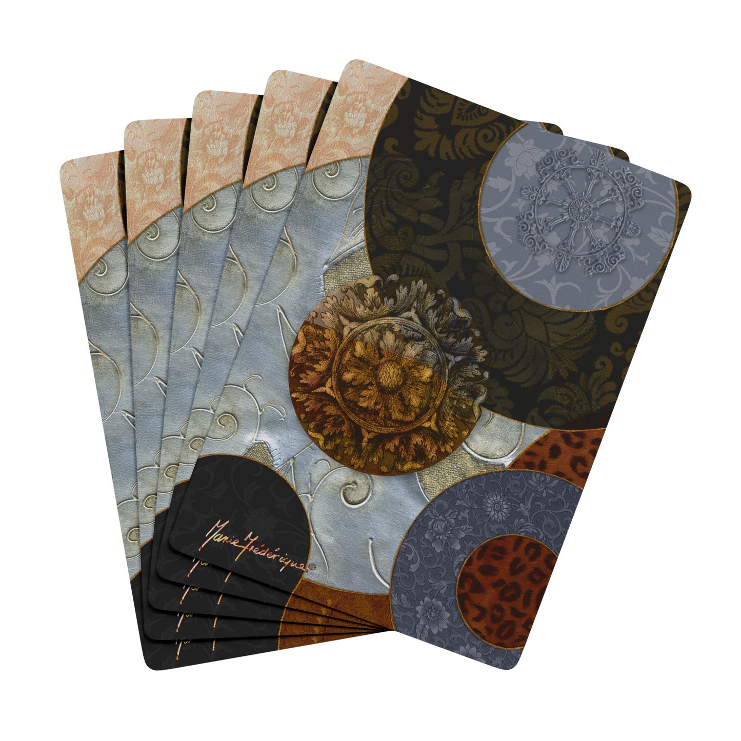 Circles, Elegant Bridge/Poker Playing Cards with Intricate Designs - Perfect for Game Nights & Collectors by artist Marie Frederique
