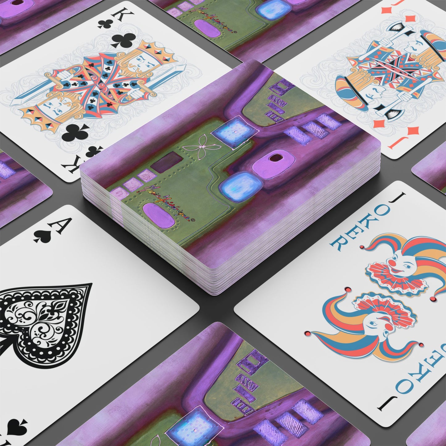 Abstract Train 2, Vibrant Playing Cards Set - Unique Art Design, Perfect for Game Nights & Gifts by artist Marie Frederique