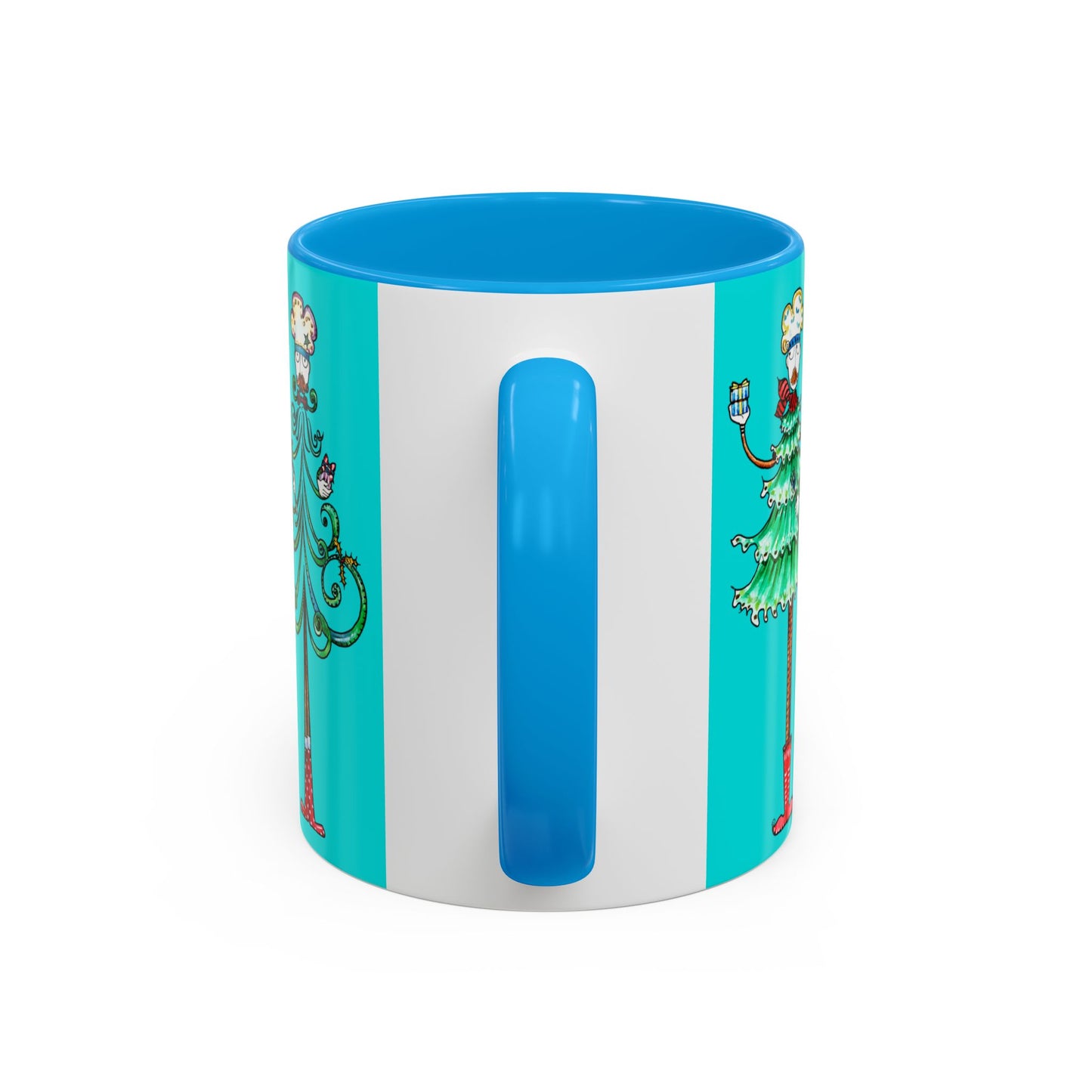 Christmas Trees, Happy Holiday Colorful Mugs by artist Marie Frederique