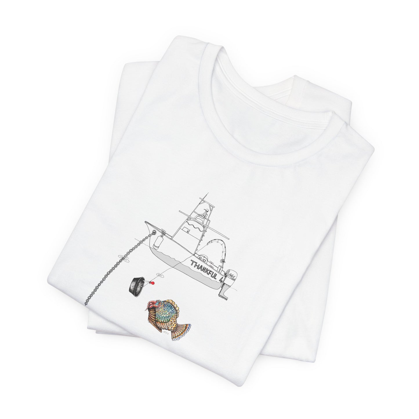 Fishermans "How to catch a Turkey" - Unisex Short Sleeve Tee by artist Marie Frederique, Express Delivery available