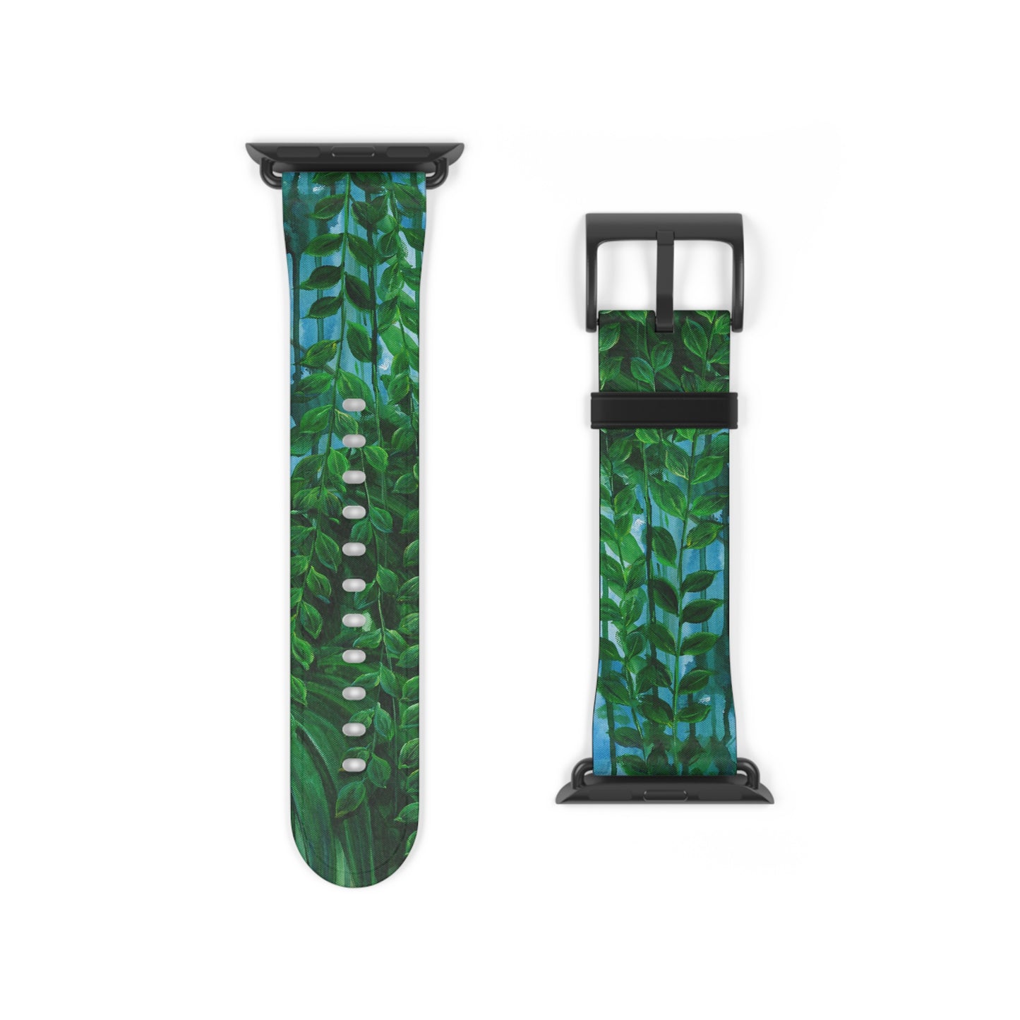 Blue Planet Series, Jungle leaves faux leather Watch Band by artist Marie Frederique