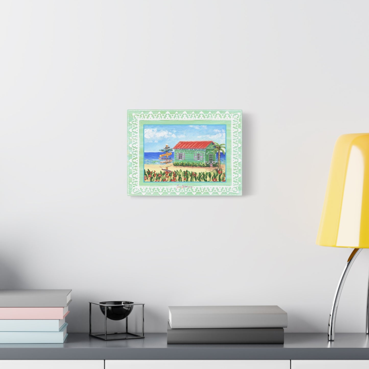 Beach Cabana Canvas Print — Tropical Seaside Wall Art by artist Marie Frederique