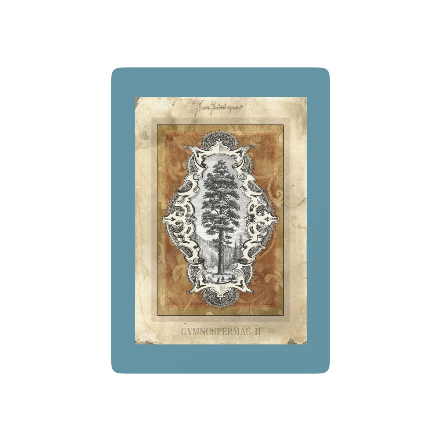 Parchment Dendrology Blue Elegant Vintage Poker Playing Cards Set - Perfect for Game Nights & Collectors by artist Marie Frederique