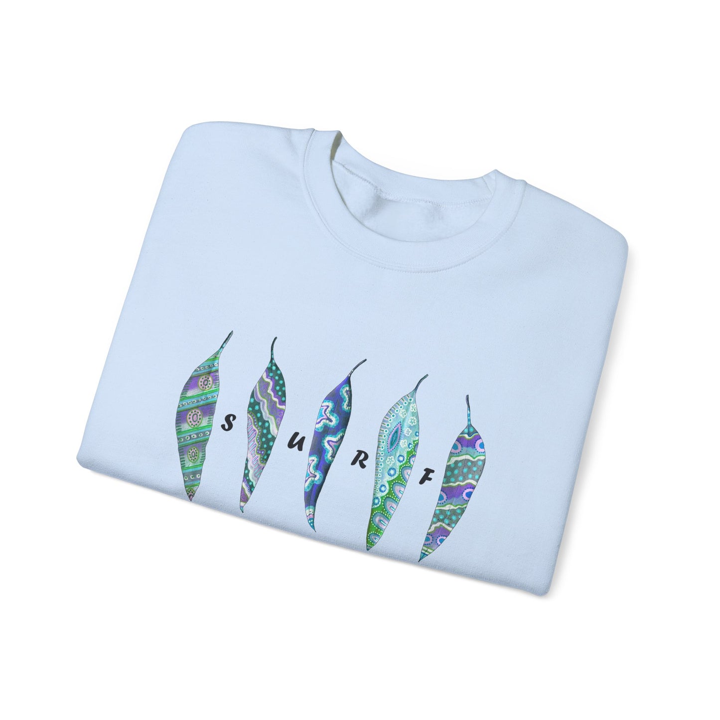 SURF painted leaves - Unisex Heavy Blend™ Crewneck Sweatshirt by artist Marie Frederique