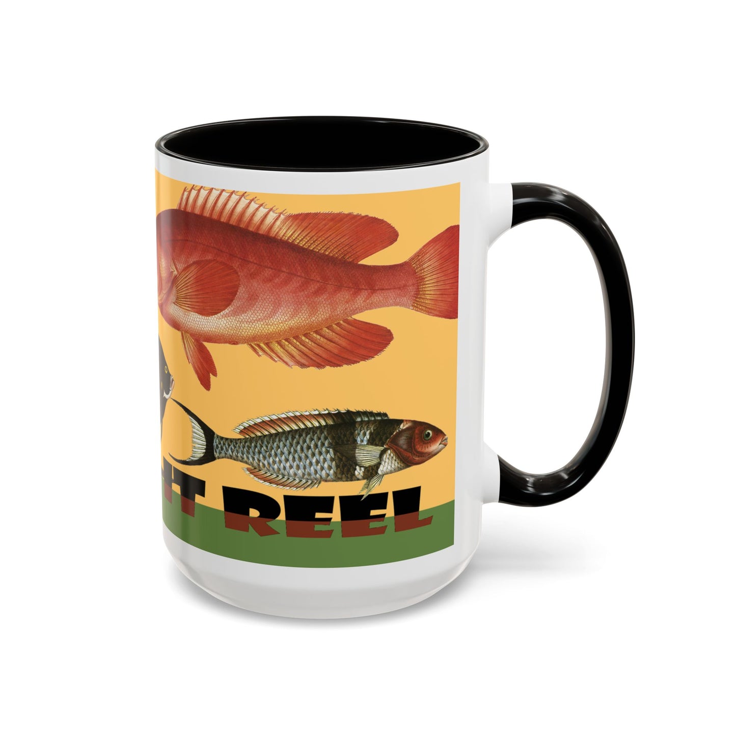 Keeping it Reel, Fish-Themed Mug by artist Marie Frederique