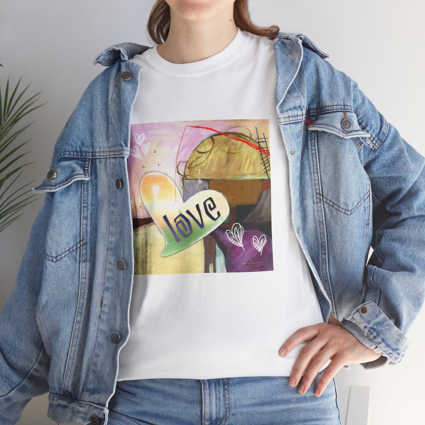 Valentine Love Heart Abstract, Unisex Heavy Cotton Tee by artist Marie Frederique