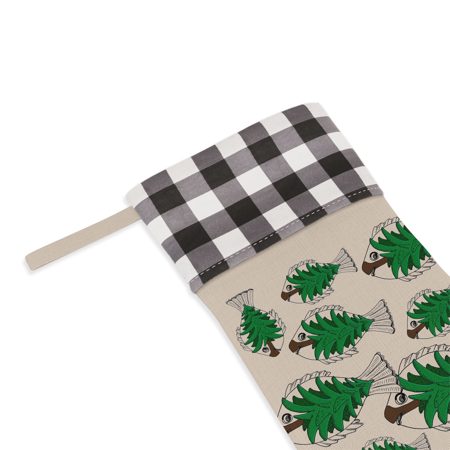 Christmas Stocking, Santa in a Forest for Fishing Enthusiasts