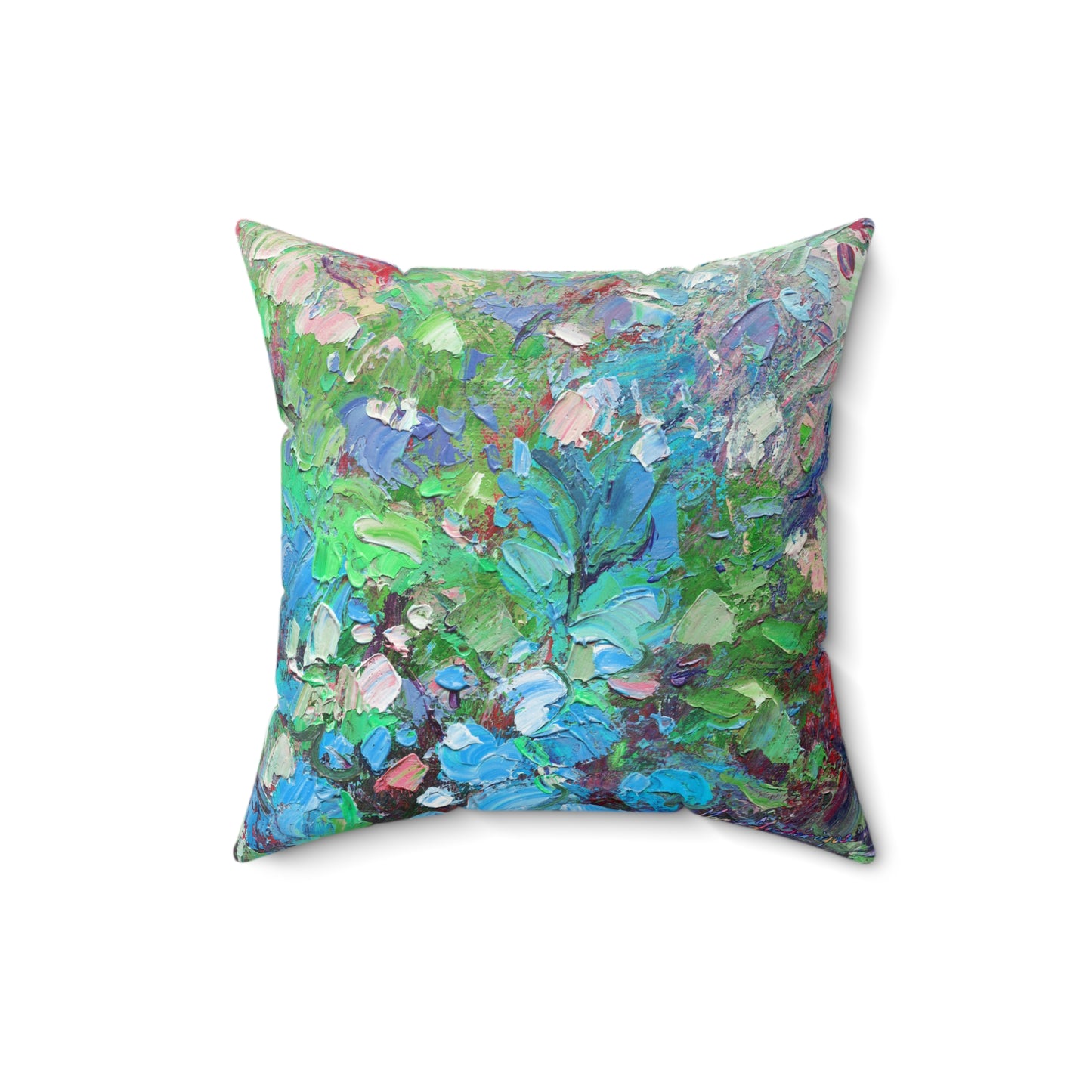 Let's get super messy, Vibrant Floral Pillow by artist Marie Frederique