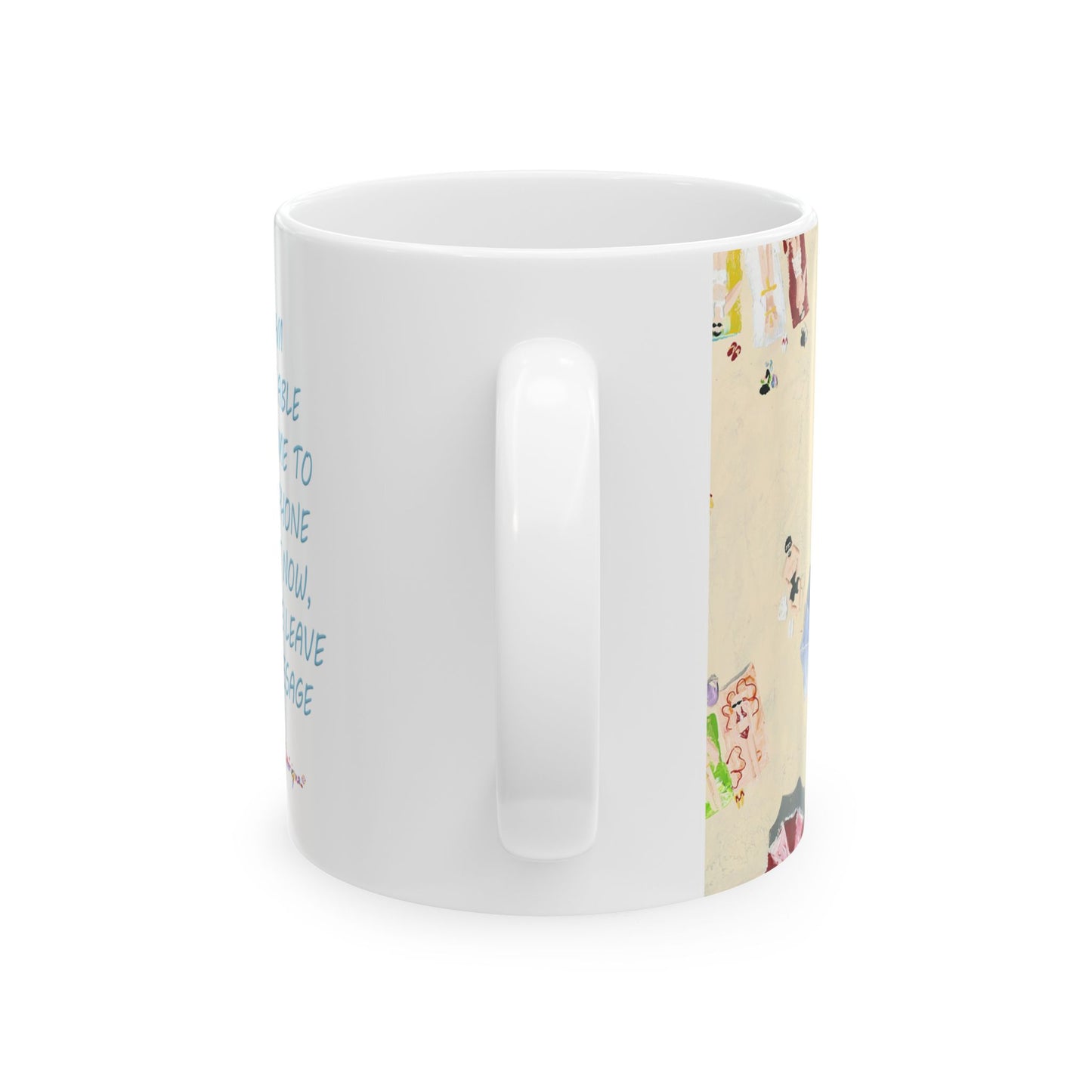 Ariel beach scene of sunbathers, Ceramic Mug by Artist Marie Frederique