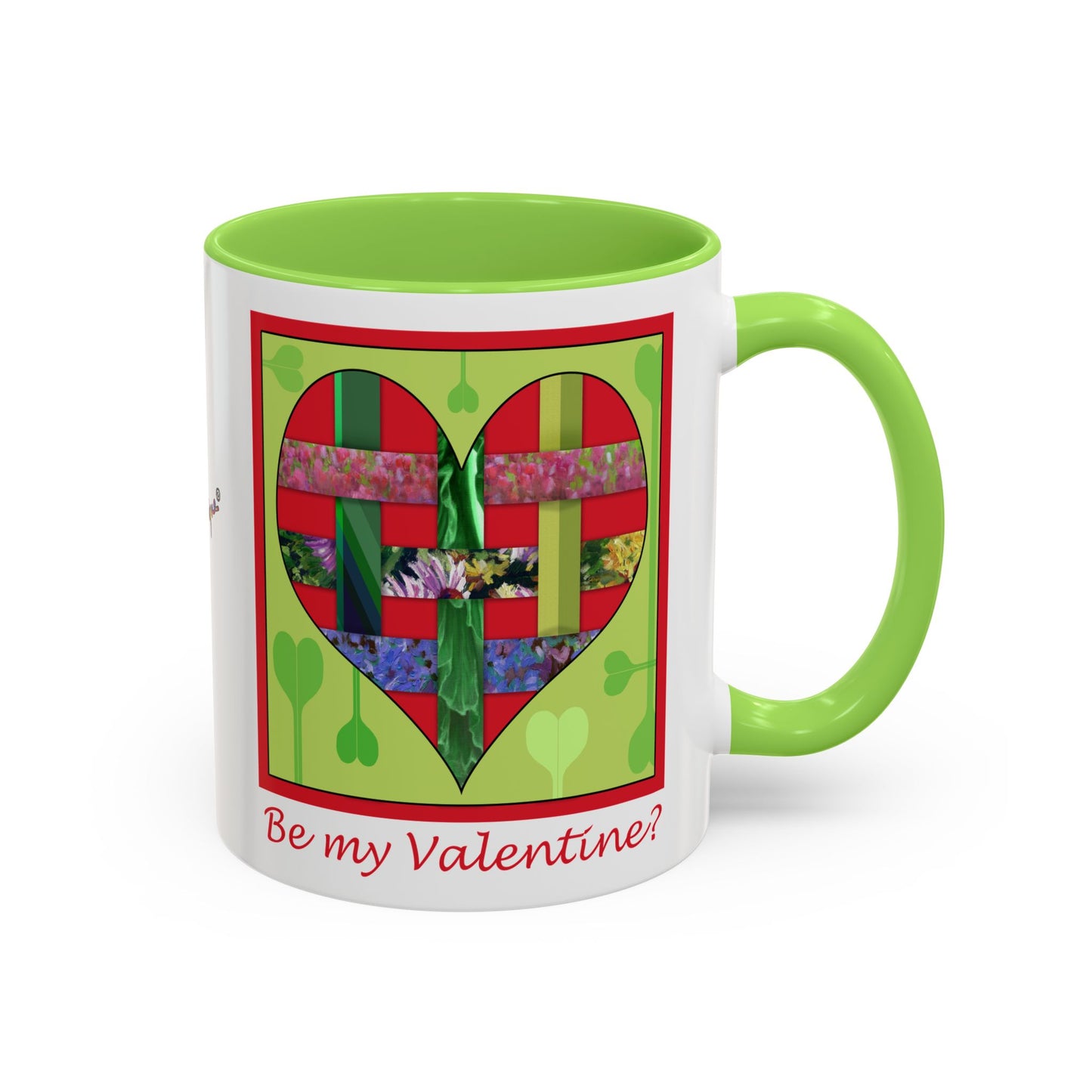 Valentine Red Multicolored Ribbon Heart - 11oz & 15oz Colorful Mug Gift by artist Marie Frederique