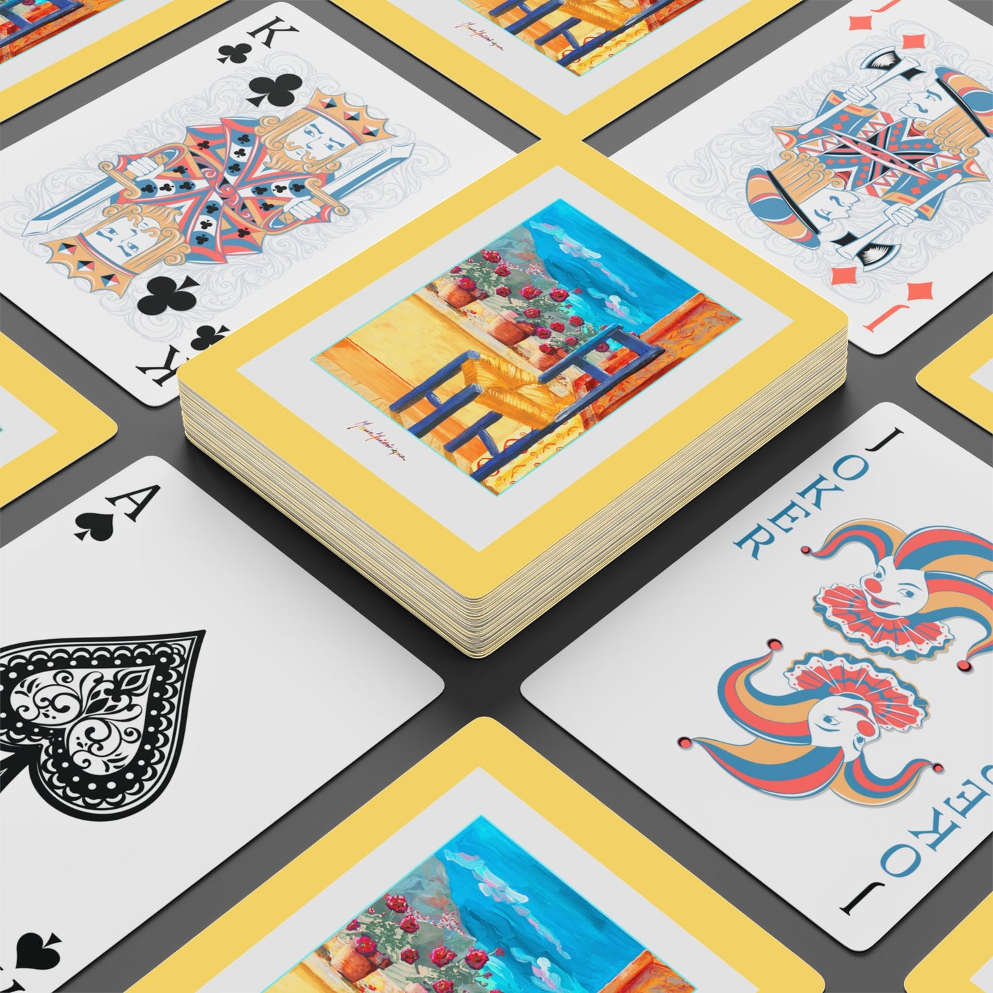 Summer Balcony 2 Bridge /Poker playing cards by artist Marie Frederique