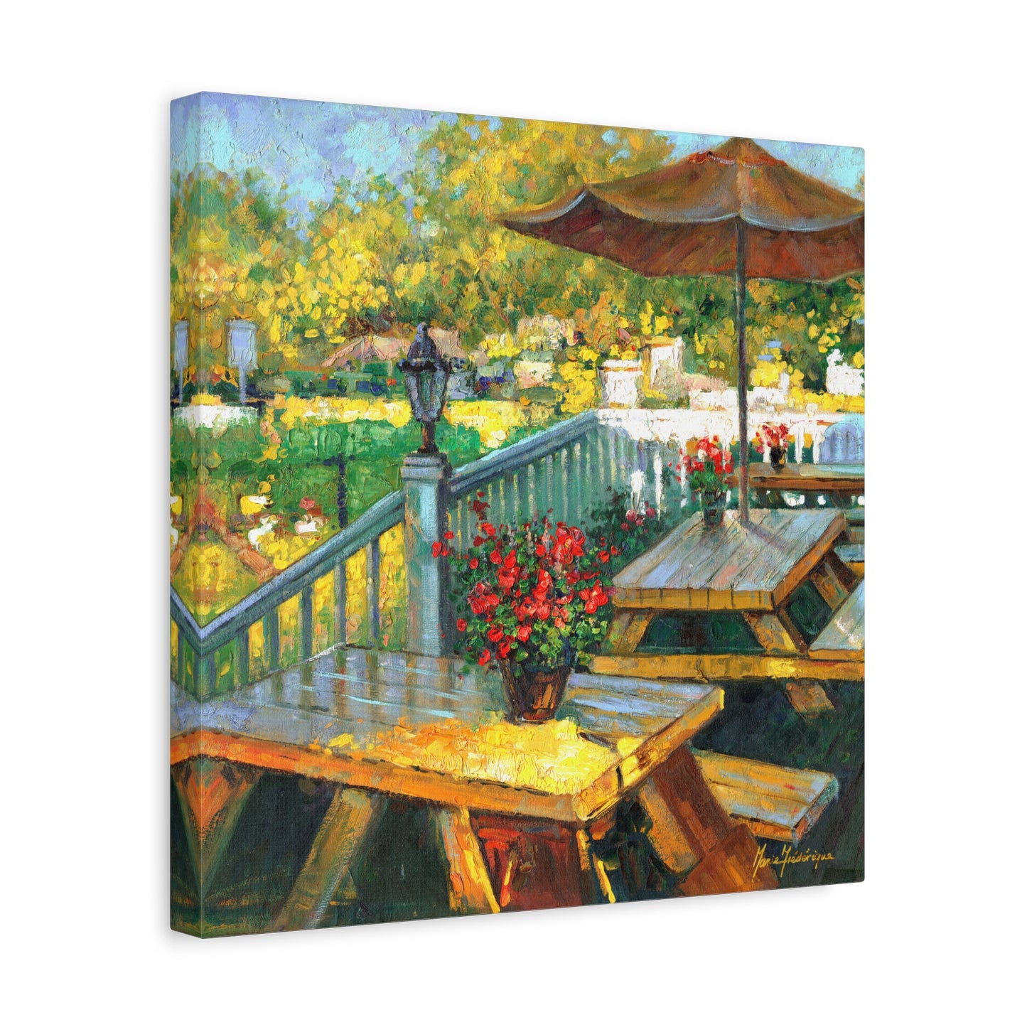 Vibrant Patio Canvas Wall Art by artist Marie Frederique